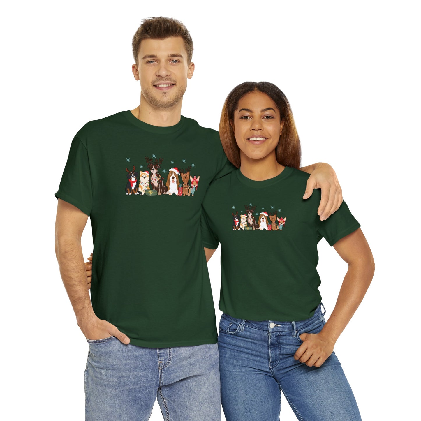 Merry Dogmas Unisex Heavy Cotton Tee, Dog Christmas Tee, Dog Lover Christmas Tee, Animal Christmas Tee, Dog Mom Tee, Dog Dad Tee