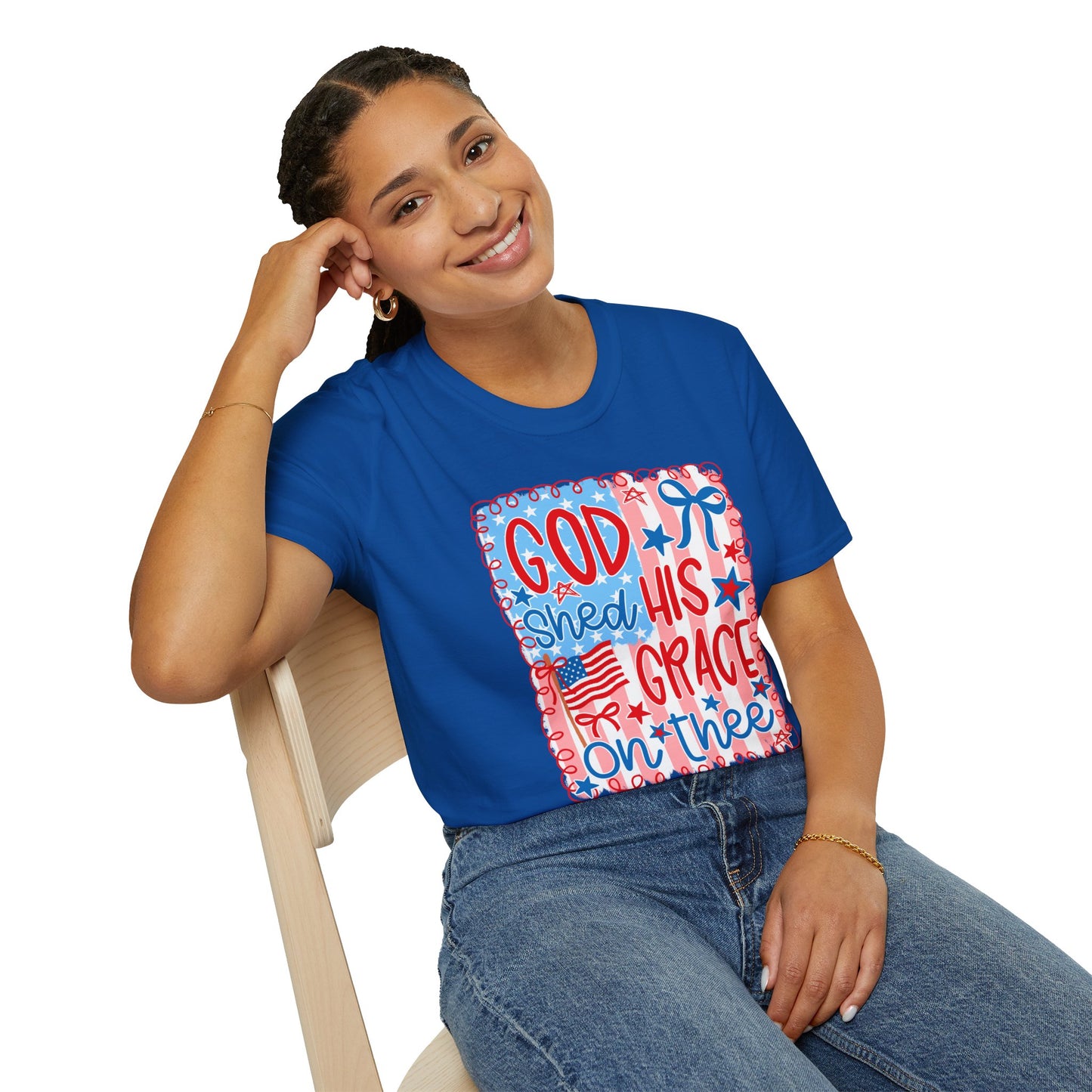 God Shed His Grace on the Red White and Blue T-Shirt | Americana Faith