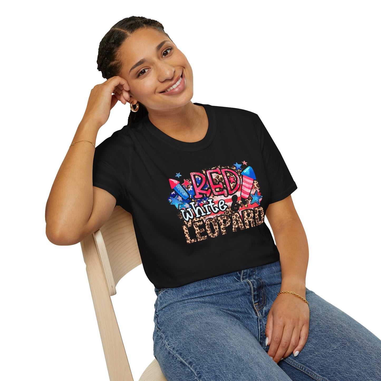 Fourth of July Americana Leopard Fireworks T-Shirt