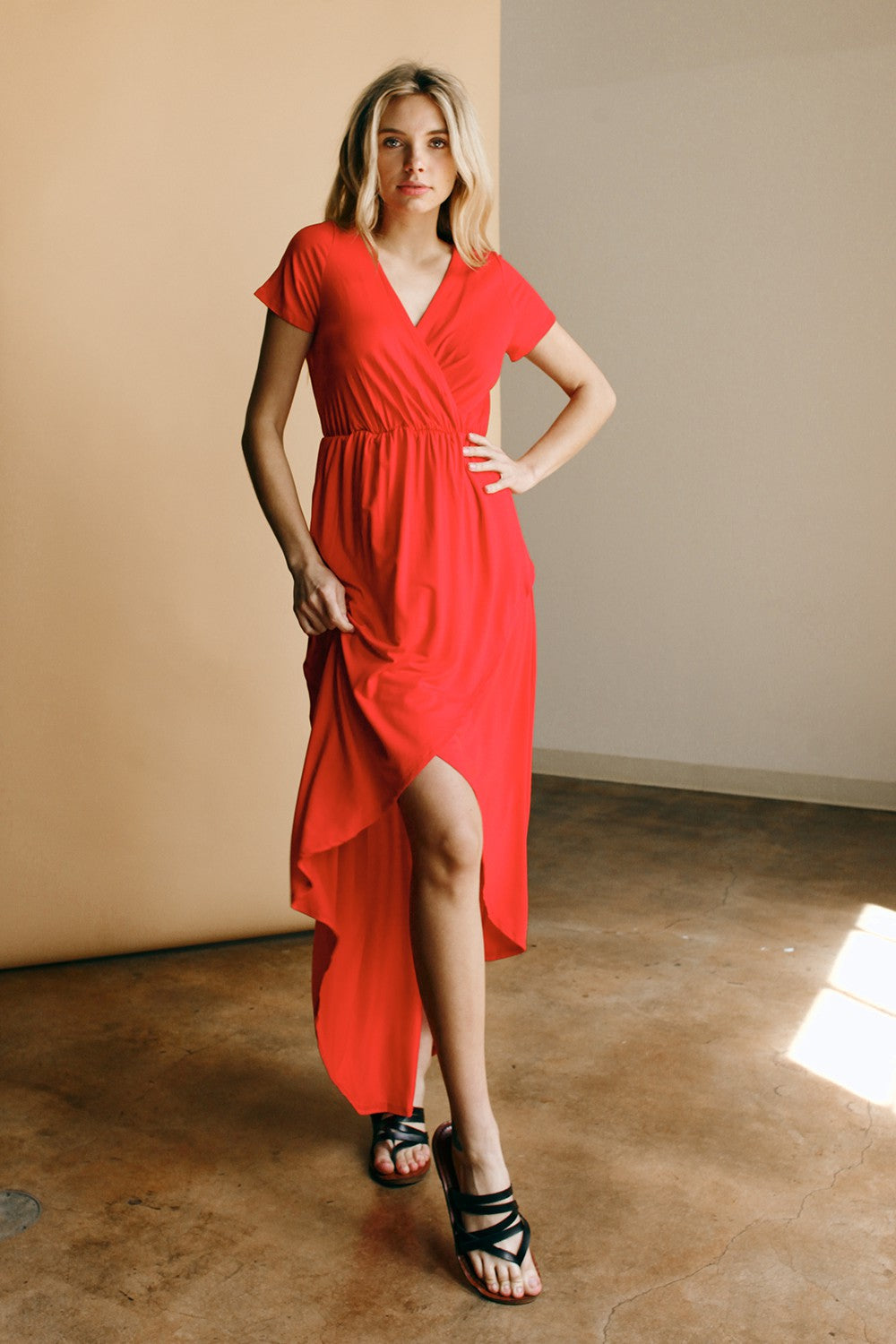 Wrapped Maxi Dress - Red — Salon 209