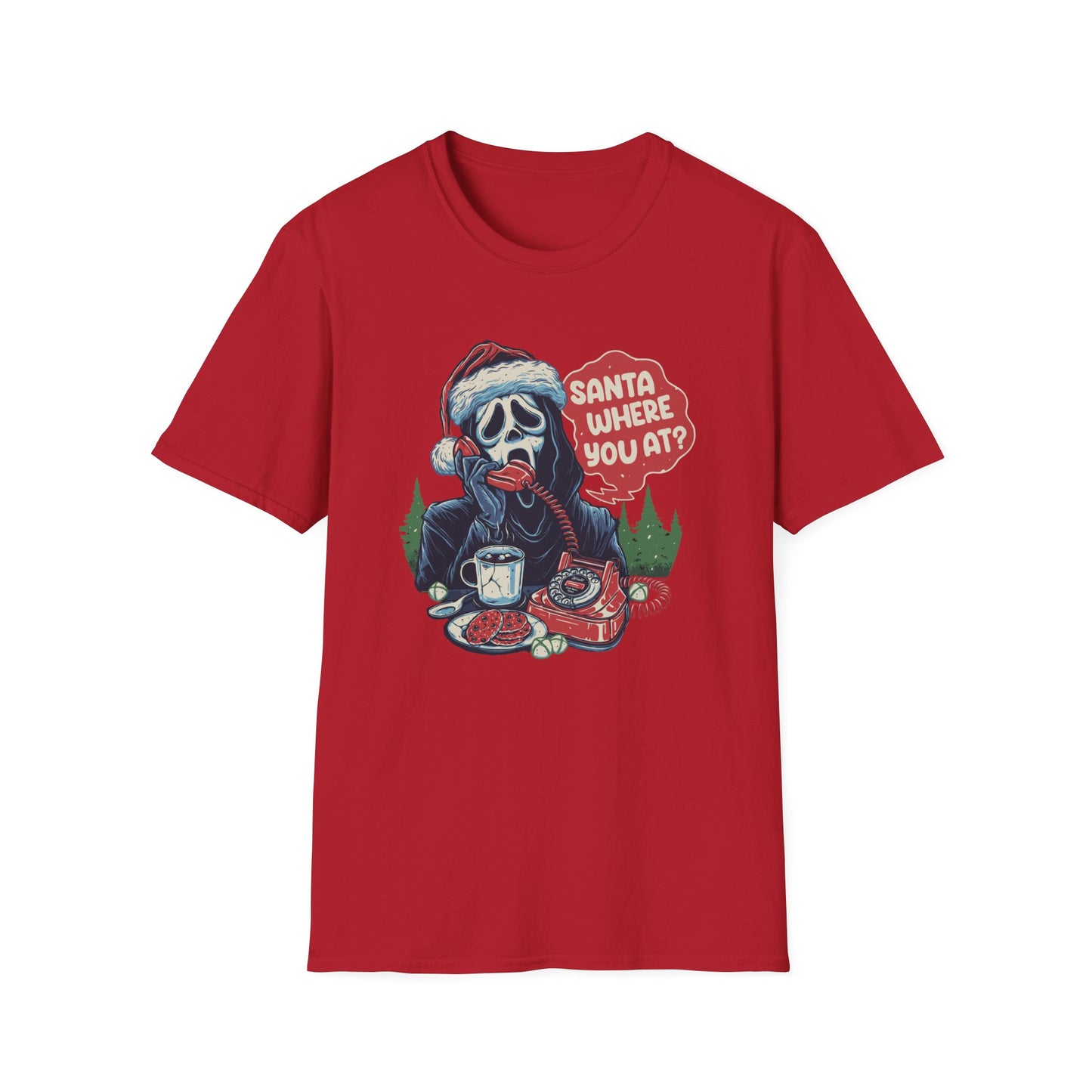 Santa Where You At Unisex Heavy Cotton Tee, Scream Christmas Tee, Horror Christmas Tee