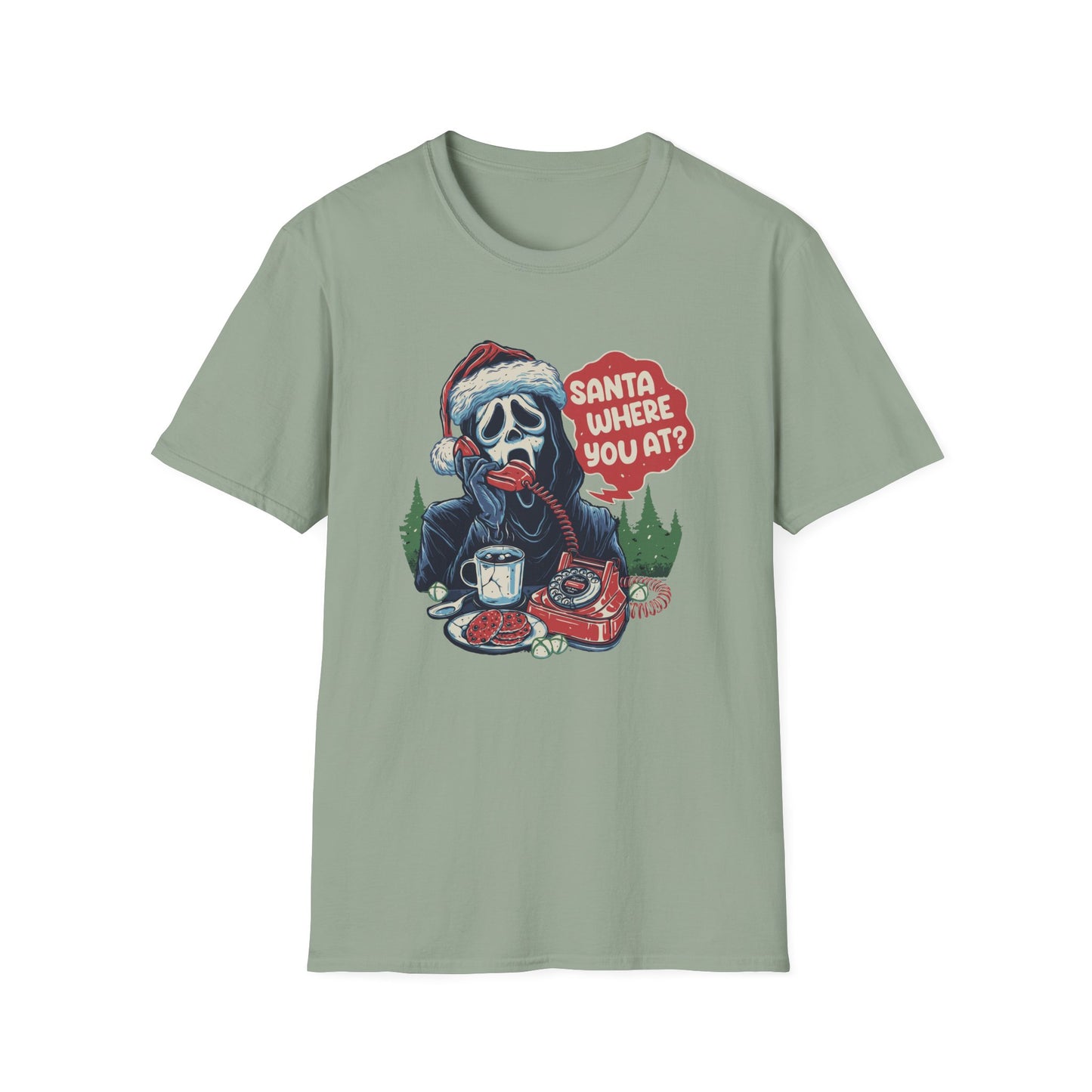Santa Where You At Unisex Heavy Cotton Tee, Scream Christmas Tee, Horror Christmas Tee