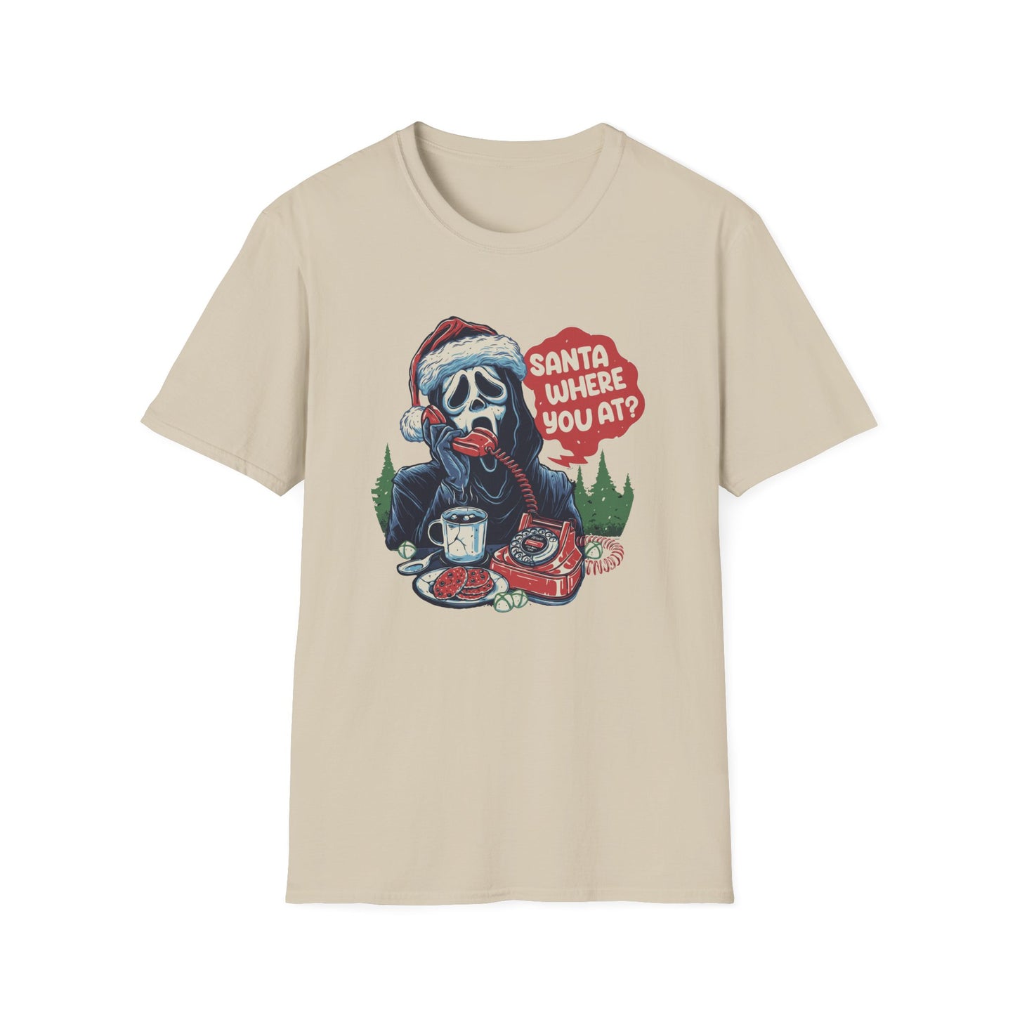 Santa Where You At Unisex Heavy Cotton Tee, Scream Christmas Tee, Horror Christmas Tee