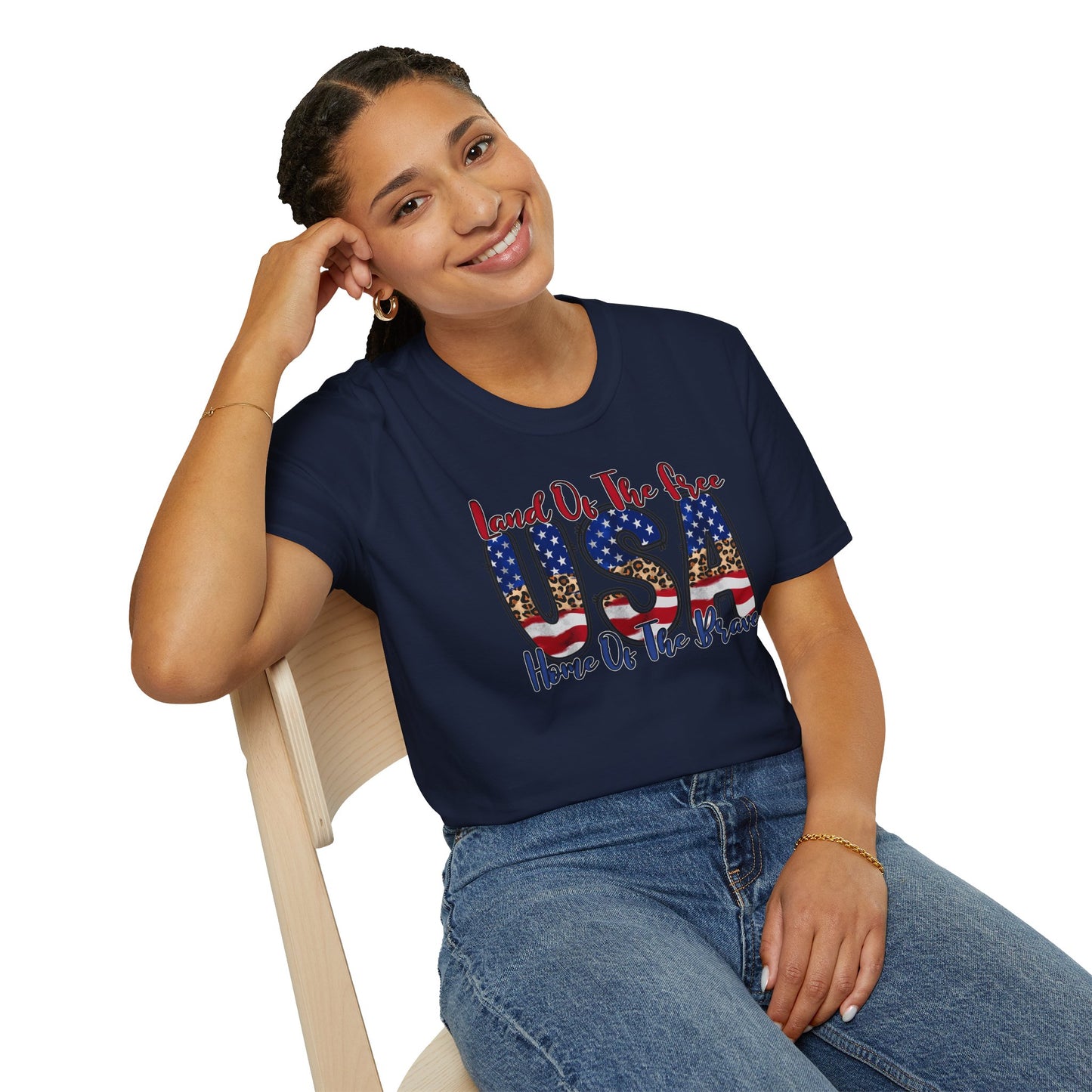 Land of the Free Because of the Brave T-Shirt — USA Flag Americana