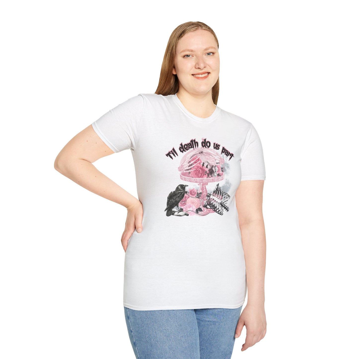 Gothic Love Crow Skeleton Unisex T-Shirt