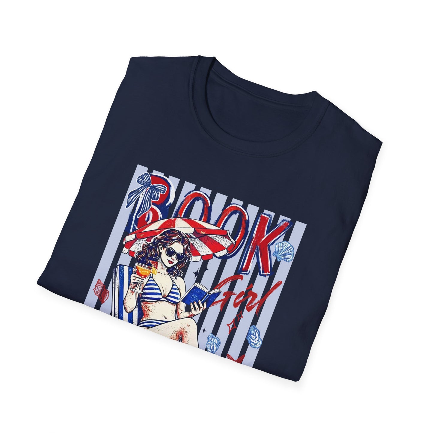Vintage Americana Book Lover T-Shirt — 'Book Summer' Red, White & Blue Pinup