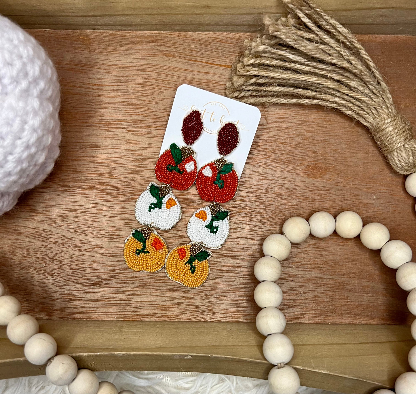 Fall Squash Beaded Earrings- The Gathering Cafe