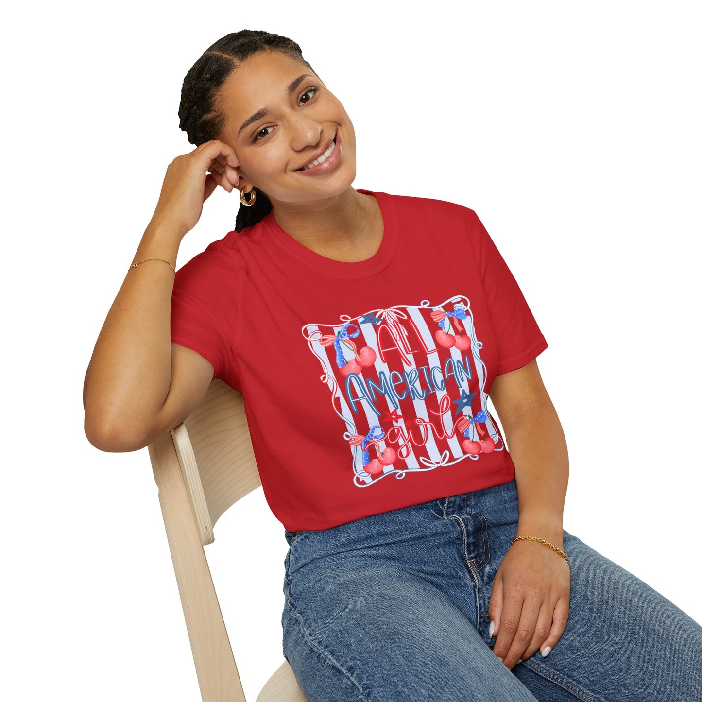 All American Girl Cherries T-Shirt | Cute Girlie Cherry Design