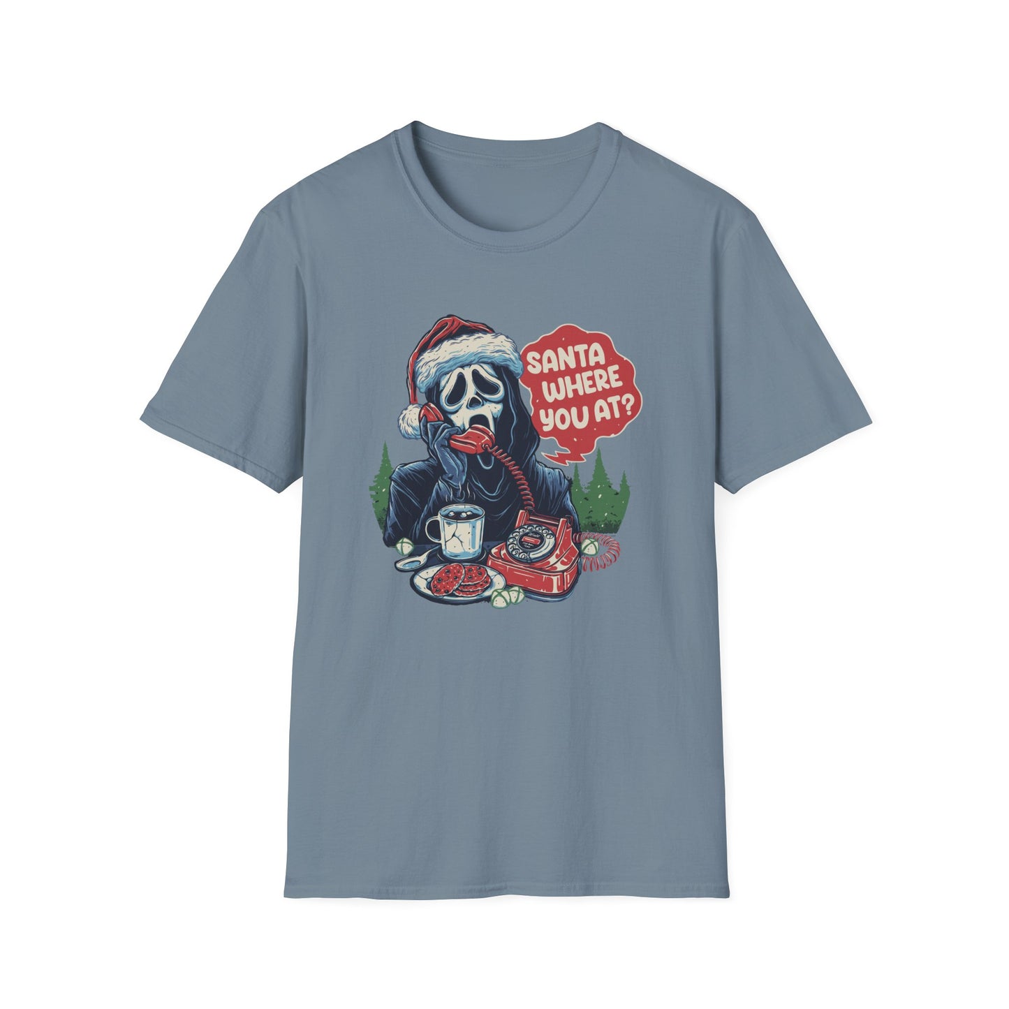 Santa Where You At Unisex Heavy Cotton Tee, Scream Christmas Tee, Horror Christmas Tee