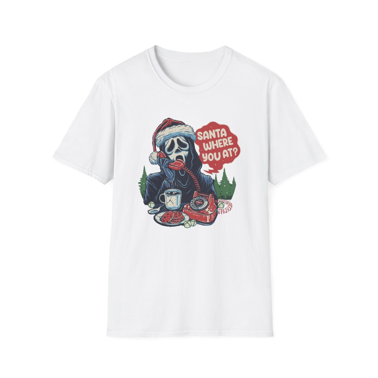 Santa Where You At Unisex Heavy Cotton Tee, Scream Christmas Tee, Horror Christmas Tee