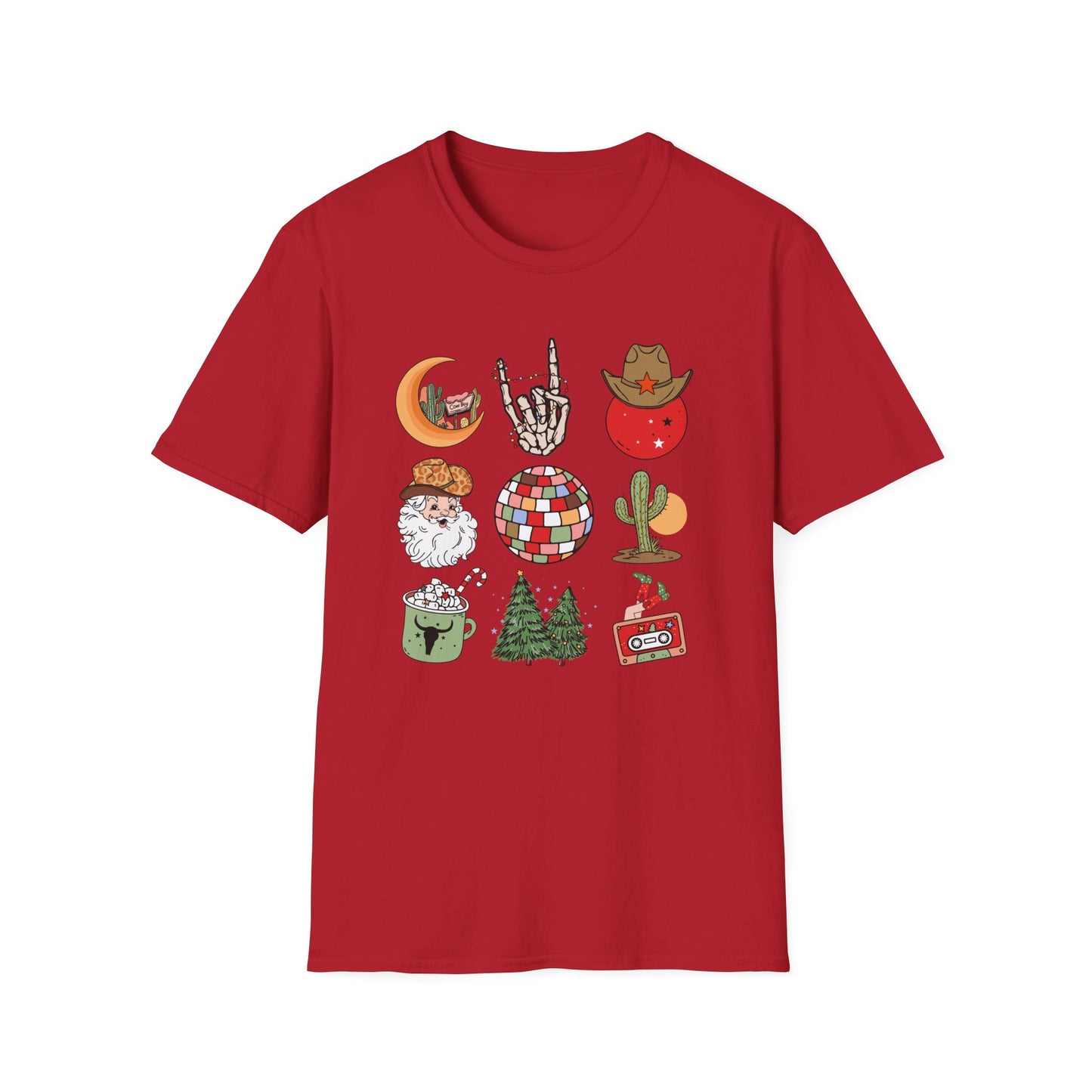 Western Christmas Unisex Heavy Cotton Tee, Santa Christmas Tee, Cowboy Christmas Tee, Disco Cowboy Christmas Tee