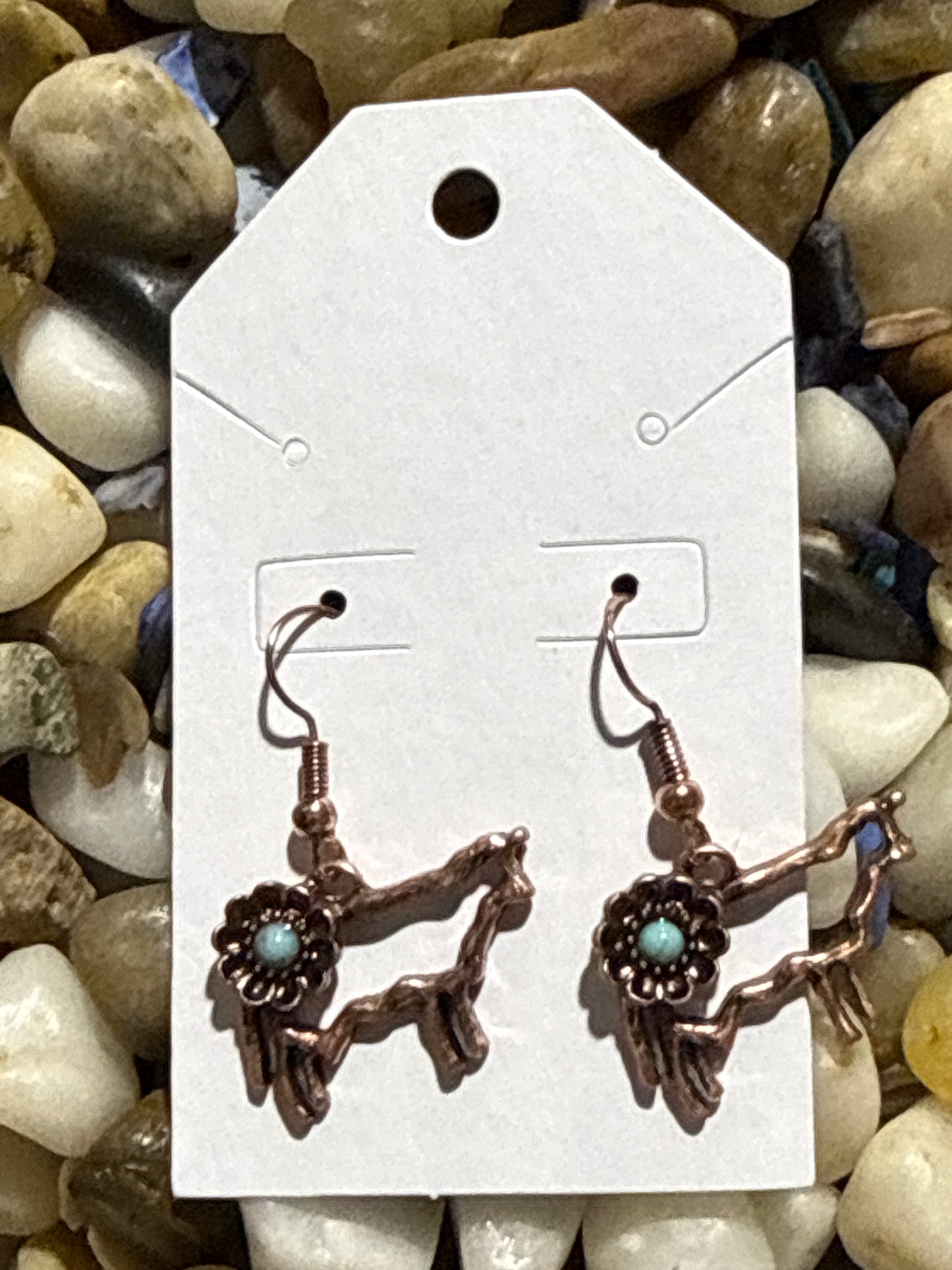 Copper Cow Earrings with Turquoise
