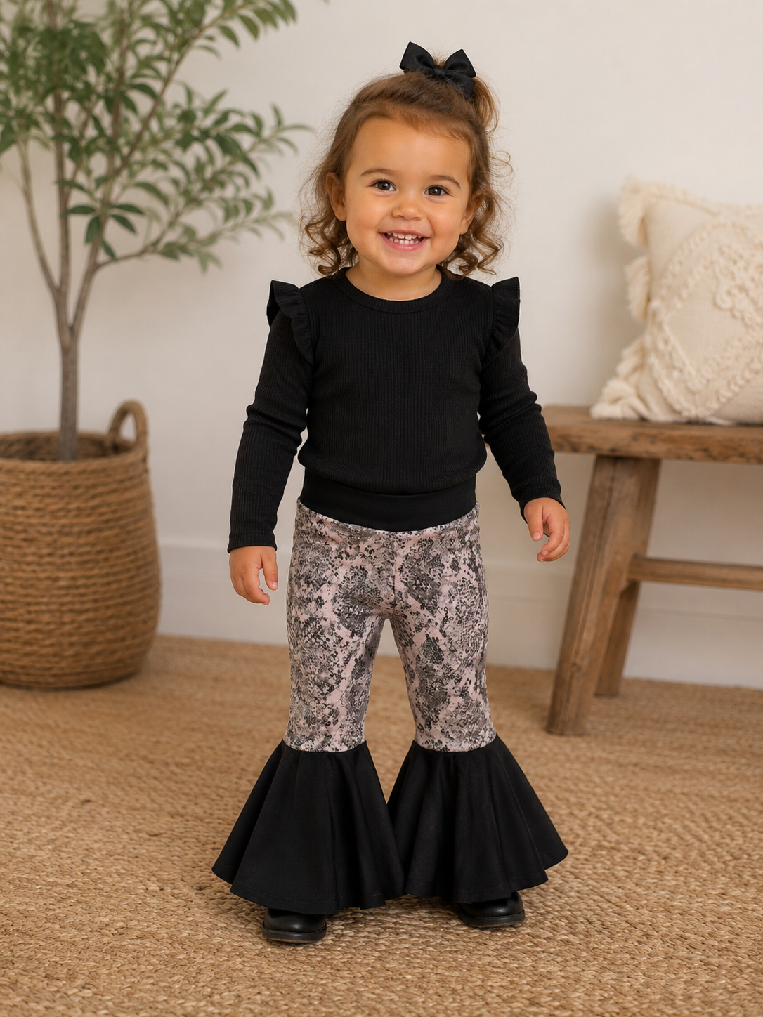 Baby Snake Print Bell Bottoms