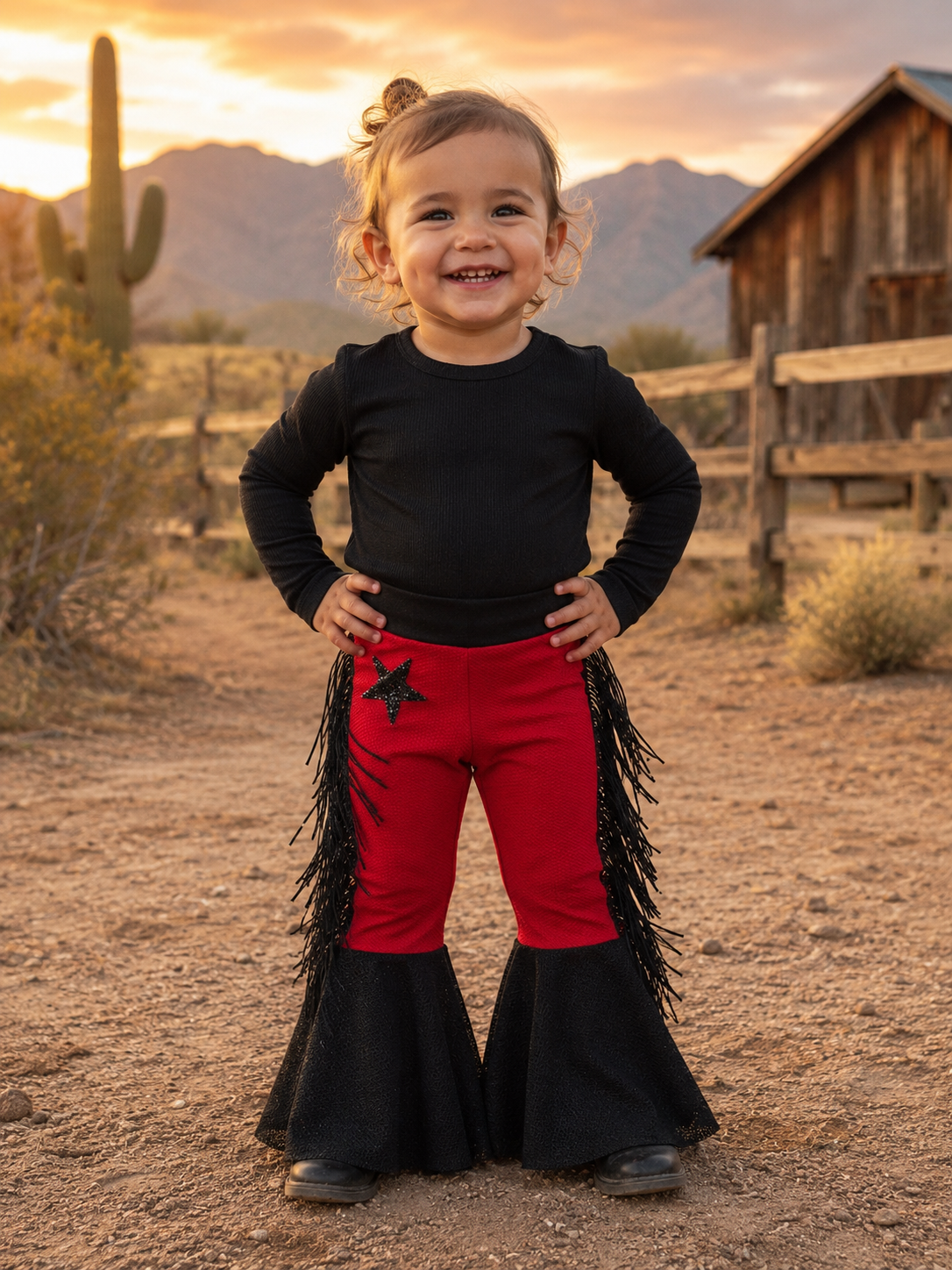 Red and Black Star Toddler Bell Bottoms