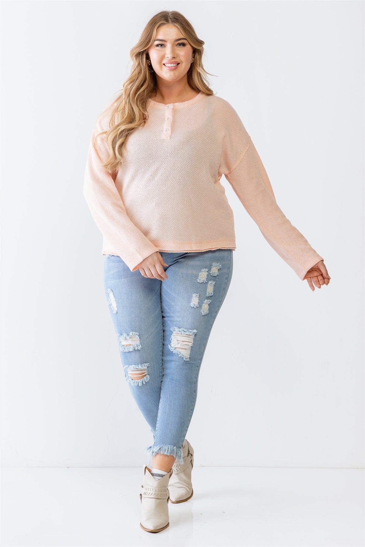Peach Knit Sweater - Plus— Salon 209