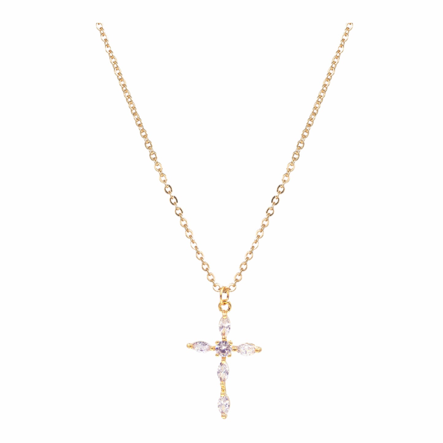 Oval Cut Cross Pendant Necklace- The Gathering Cafe