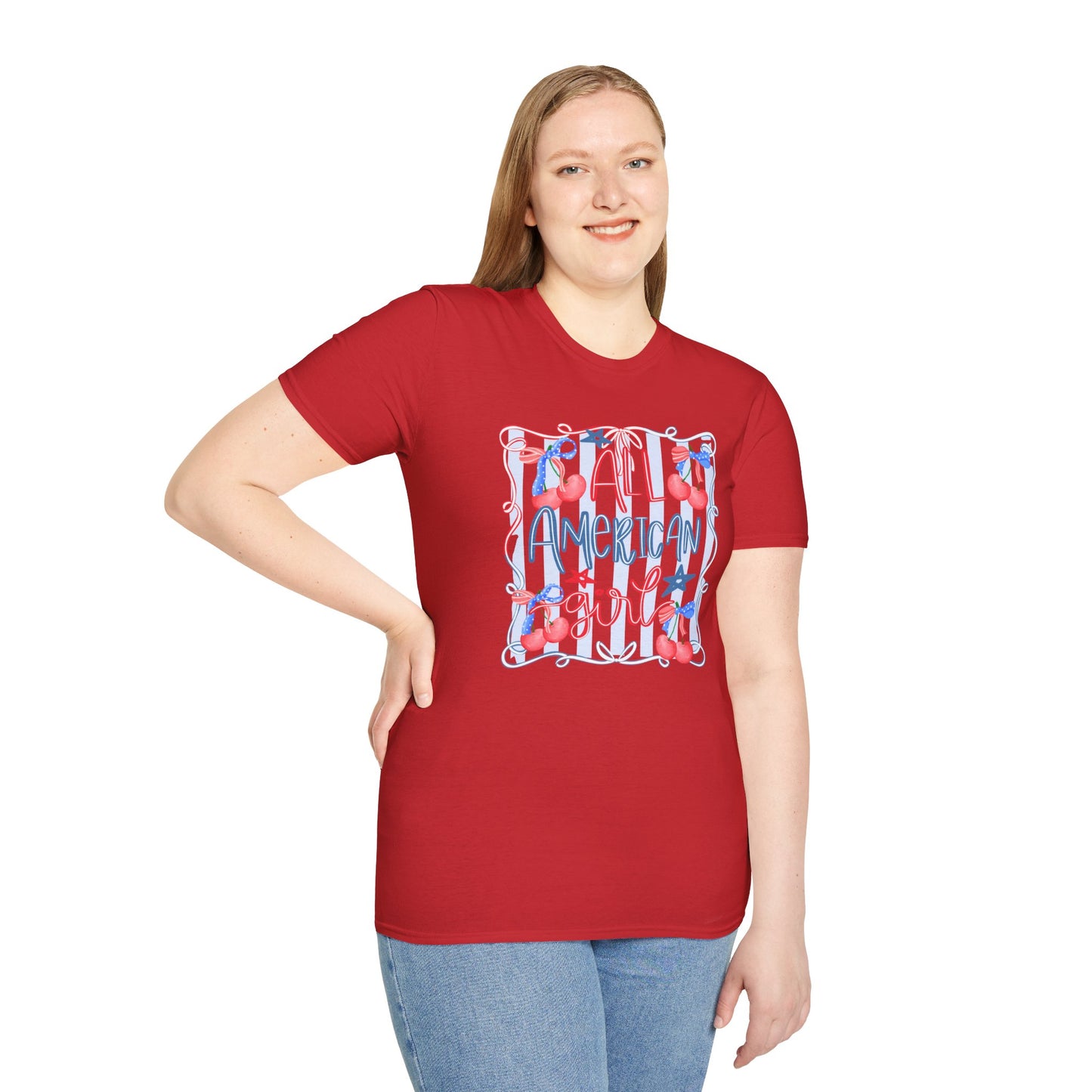All American Girl Cherries T-Shirt | Cute Girlie Cherry Design