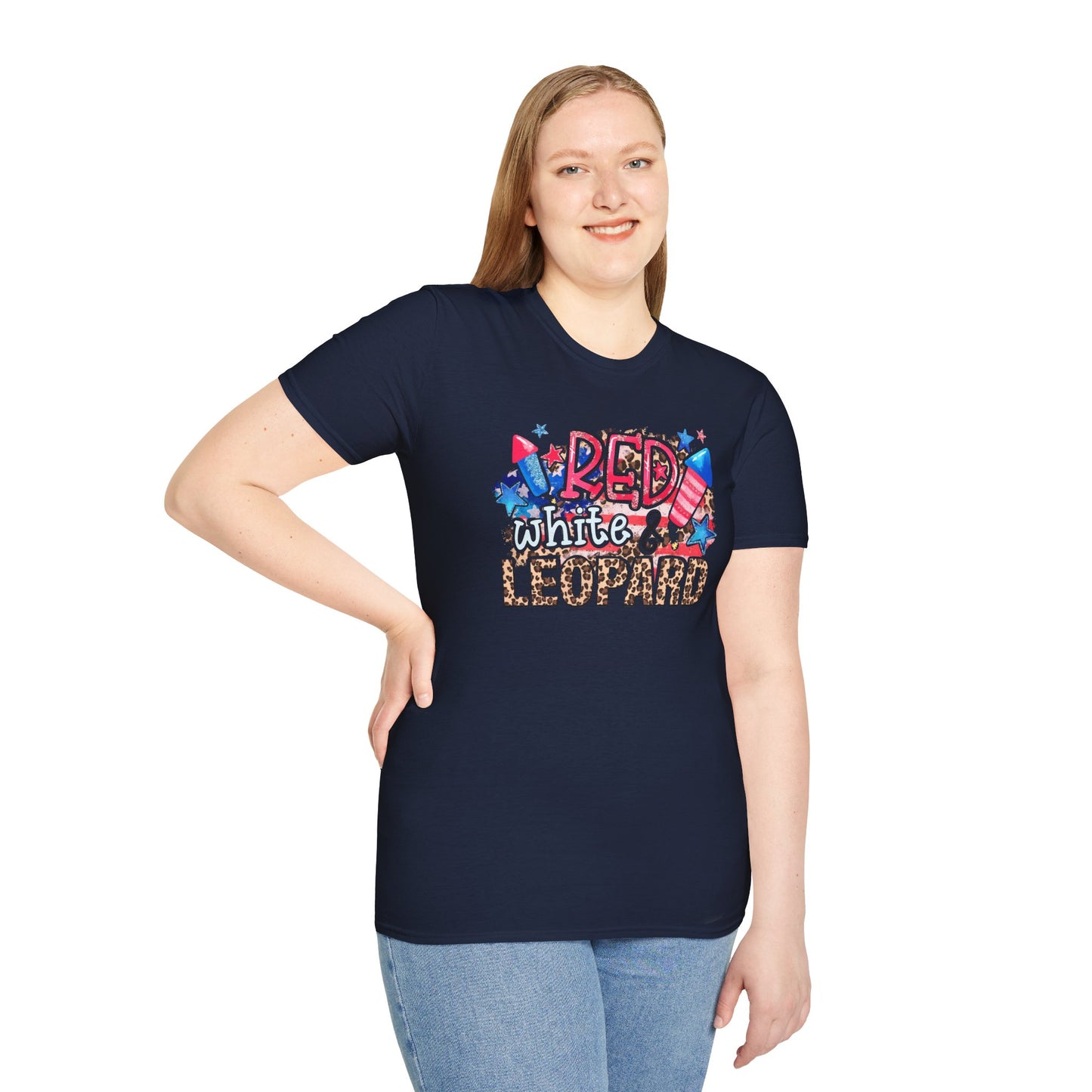Fourth of July Americana Leopard Fireworks T-Shirt