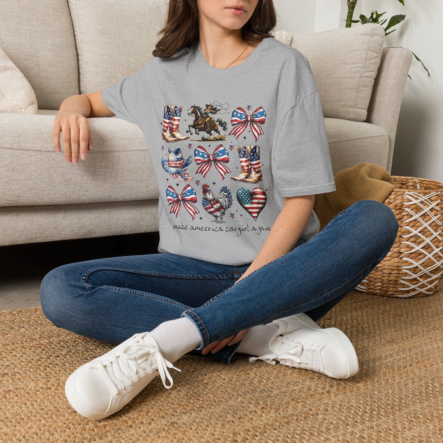 Make America Cowgirl Again T-Shirt — Americana Cowgirl Design with Horse, Boots & Cowboy Hat