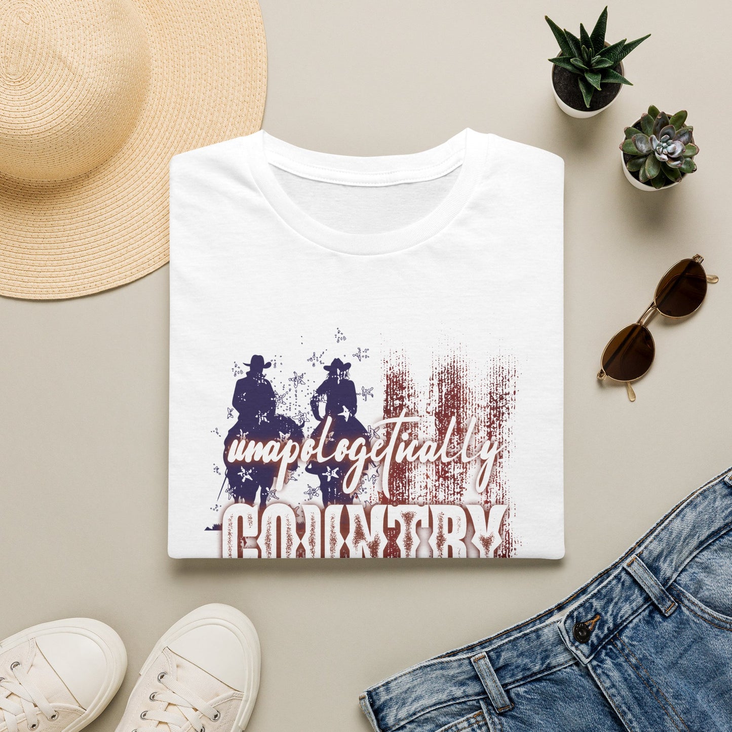 Unapologetically Country T-Shirt — Red White & Blue Americana Cowboy Flag Tee