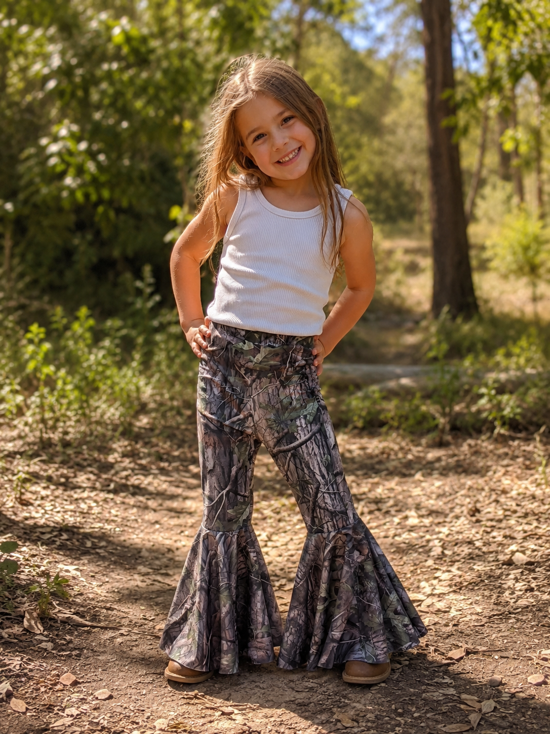 Olive Tree Camo Kids Bell Bottoms