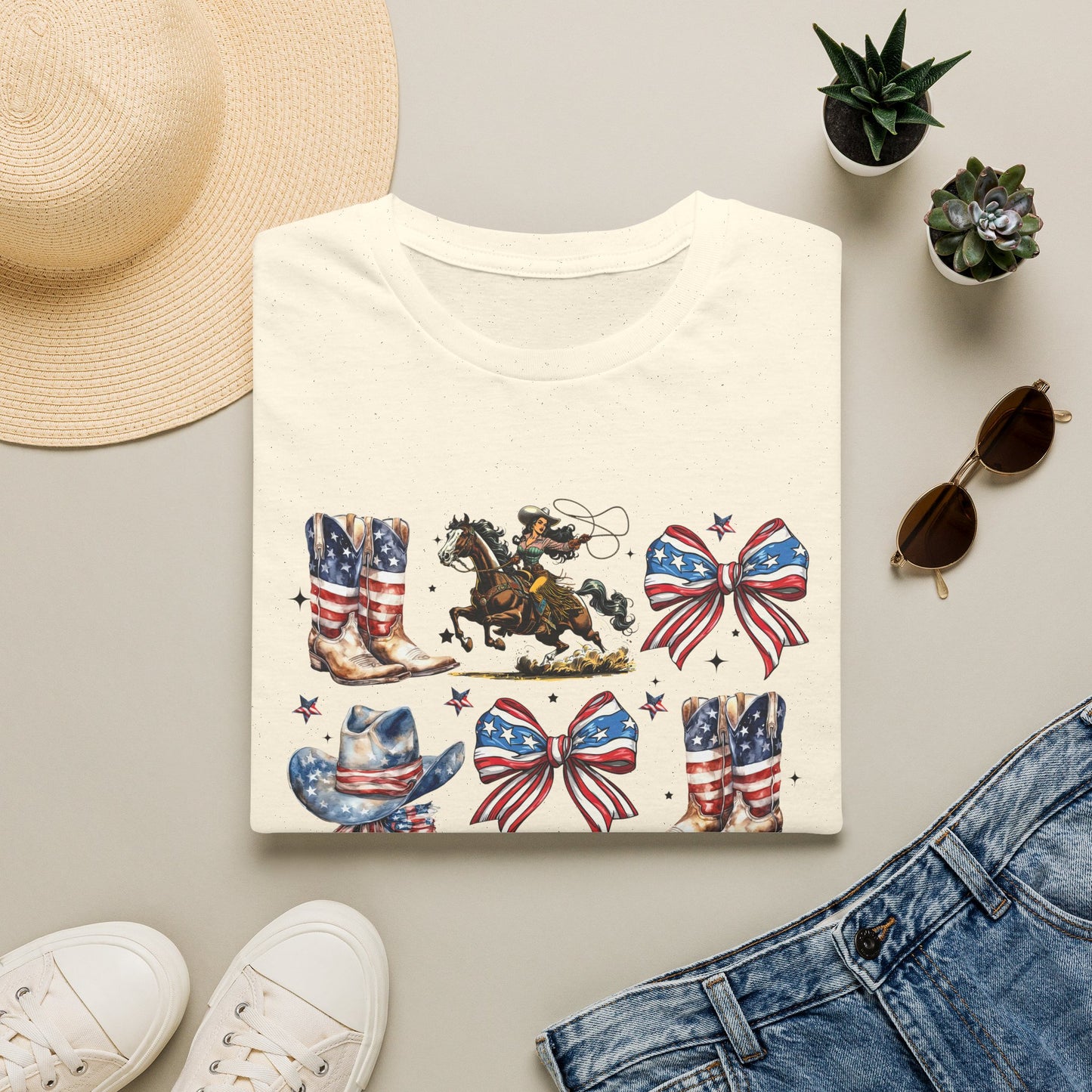 Make America Cowgirl Again T-Shirt — Americana Cowgirl Design with Horse, Boots & Cowboy Hat