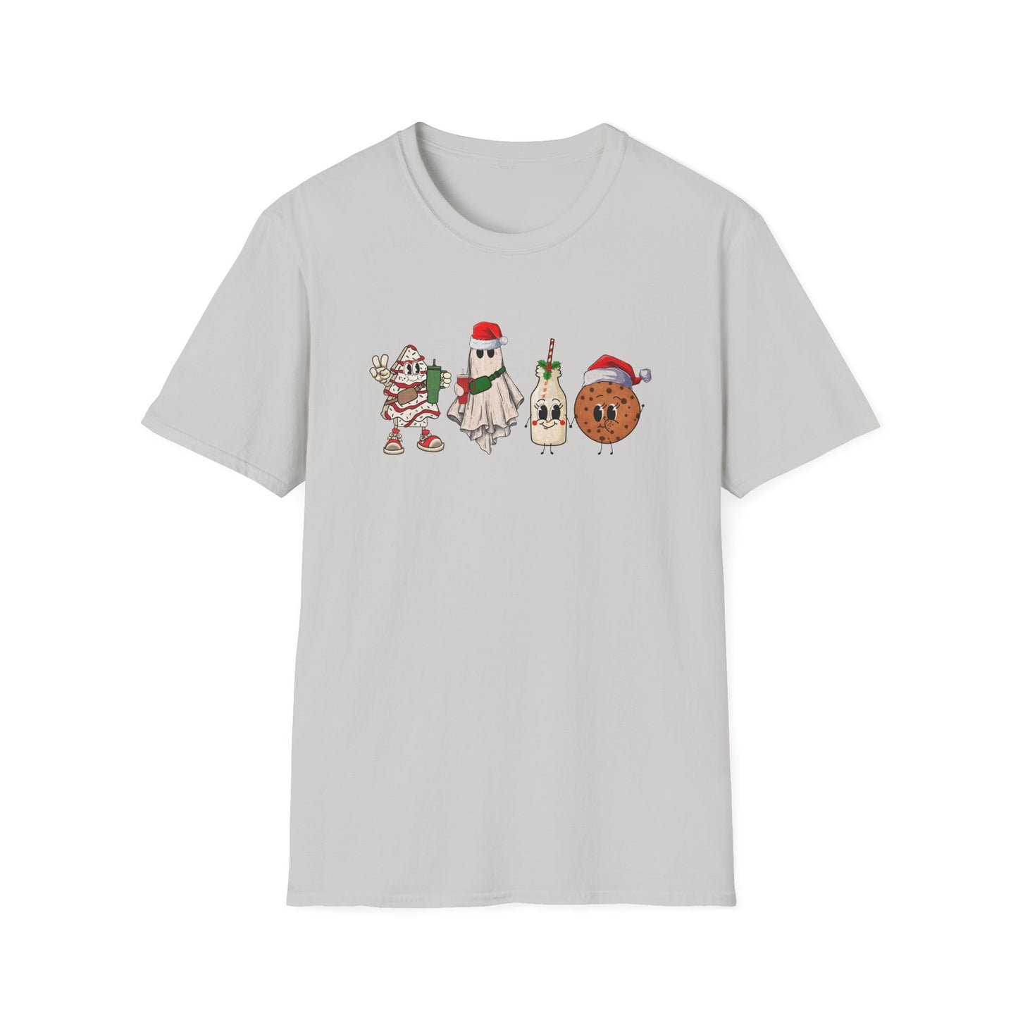 Milk and Cookies Christmas Unisex Heavy Cotton Tee, Christmas Tree Tee, Ghost Christmas Tee, Little Debbie's Christmas Tee