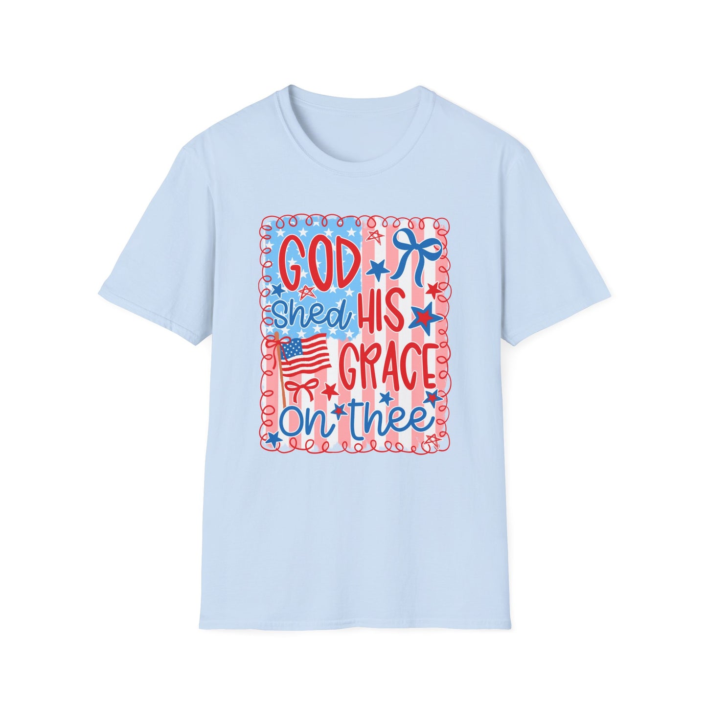 God Shed His Grace on the Red White and Blue T-Shirt | Americana Faith
