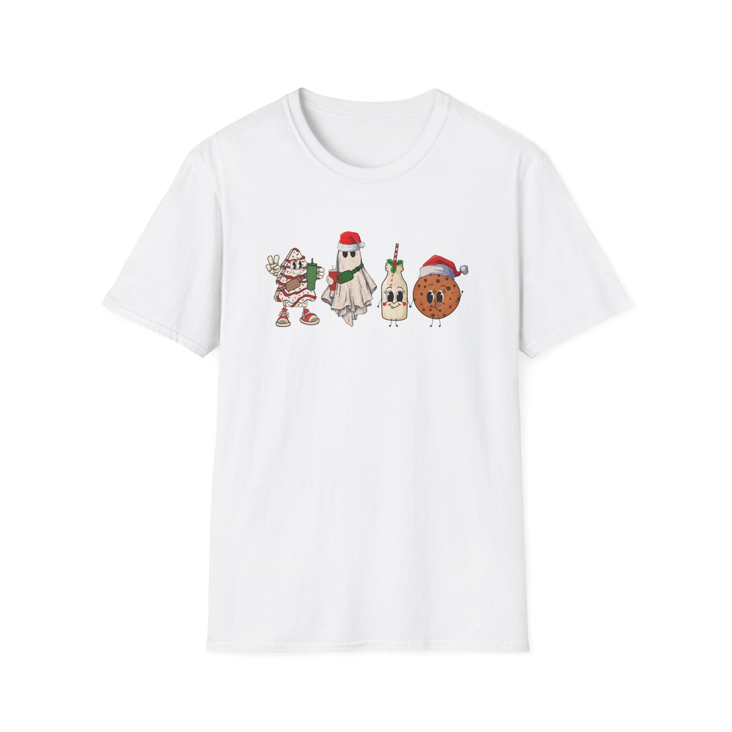 Milk and Cookies Christmas Unisex Heavy Cotton Tee, Christmas Tree Tee, Ghost Christmas Tee, Little Debbie's Christmas Tee