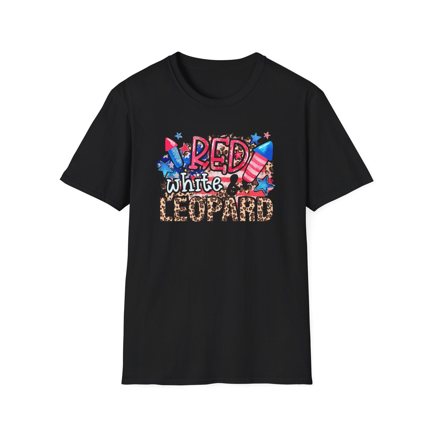 Fourth of July Americana Leopard Fireworks T-Shirt