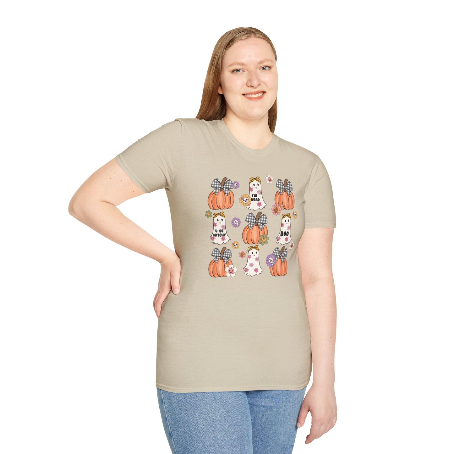 Halloween Pumpkin and Ghost Unisex Softstyle T-Shirt