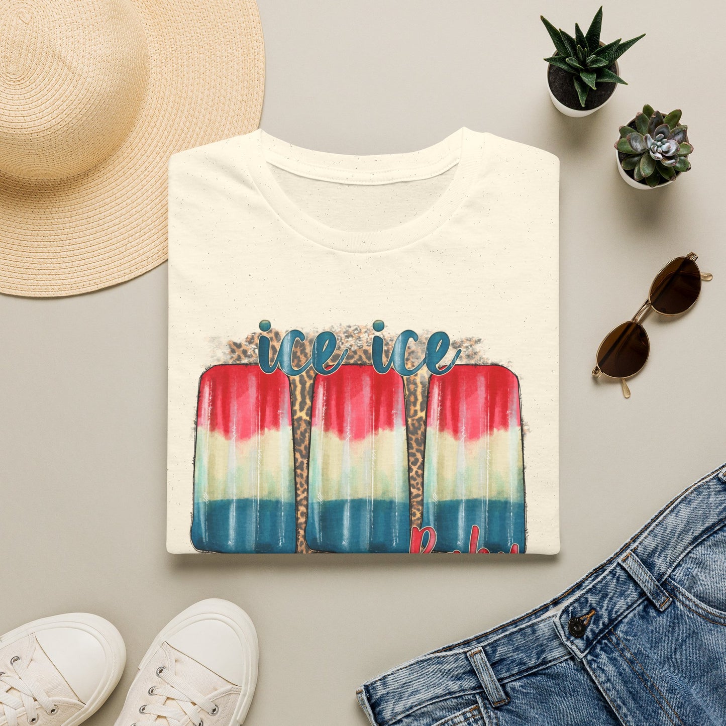 Ice Ice Baby Americana T-Shirt — Red, White & Blue Funny Song Tee