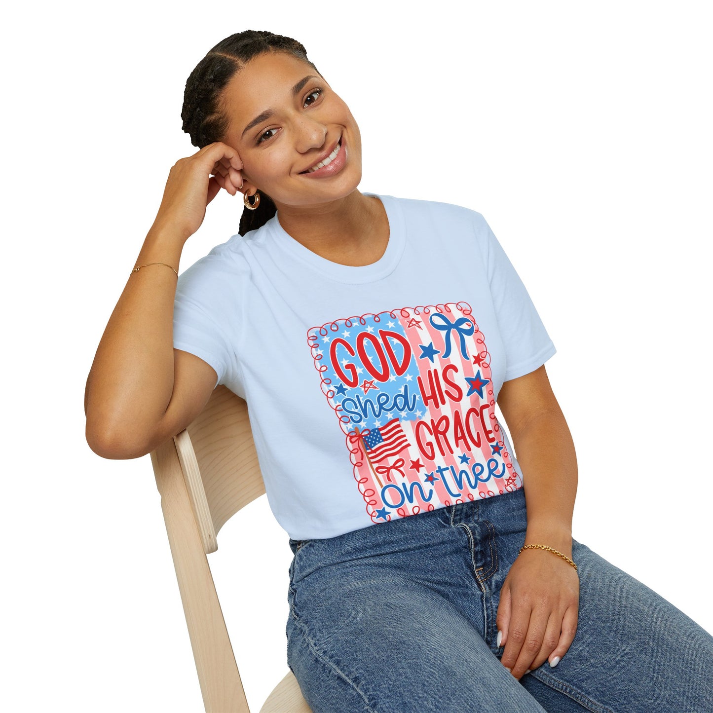 God Shed His Grace on the Red White and Blue T-Shirt | Americana Faith