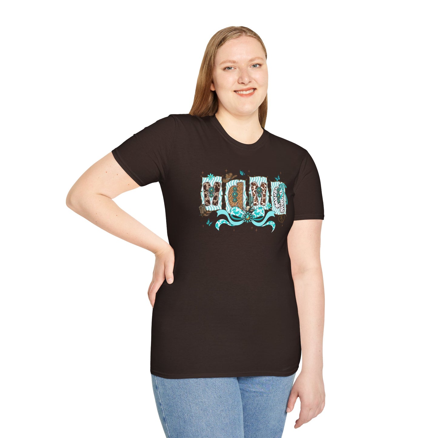 Western Mama T-Shirt — Cowboy Hat & Boots with Turquoise Accents
