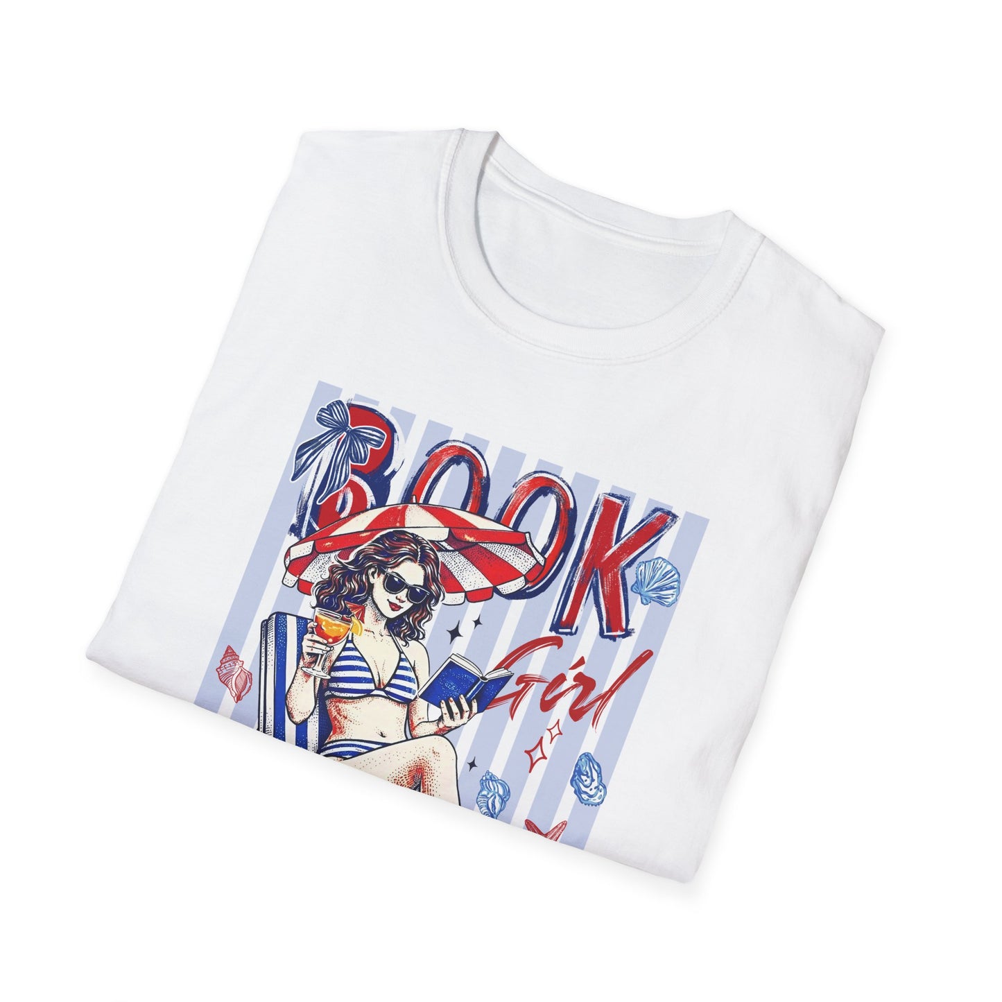 Vintage Americana Book Lover T-Shirt — 'Book Summer' Red, White & Blue Pinup