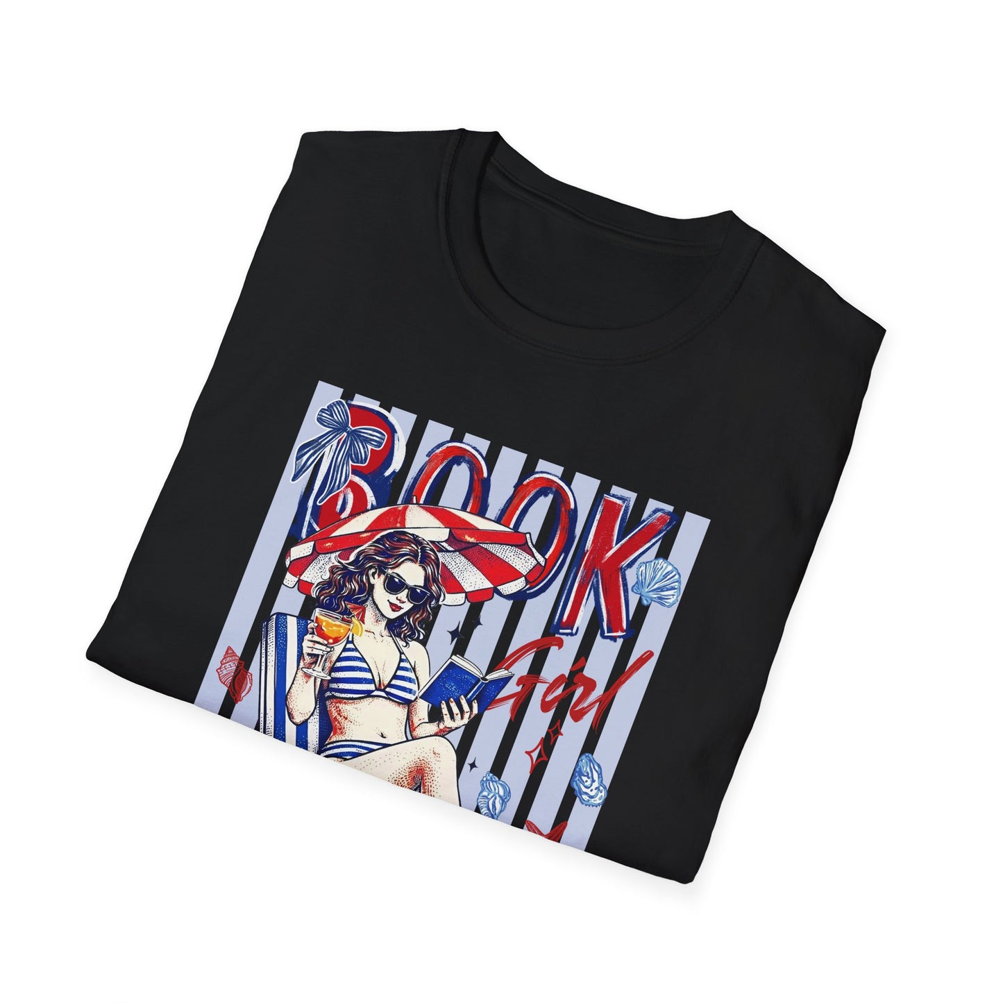 Vintage Americana Book Lover T-Shirt — 'Book Summer' Red, White & Blue Pinup
