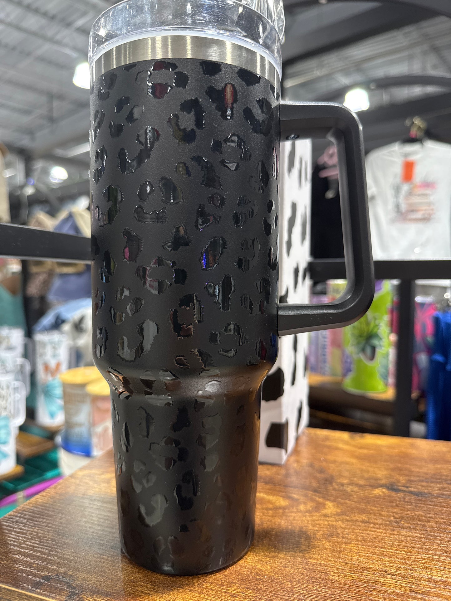40oz Black Cheetah Tumbler