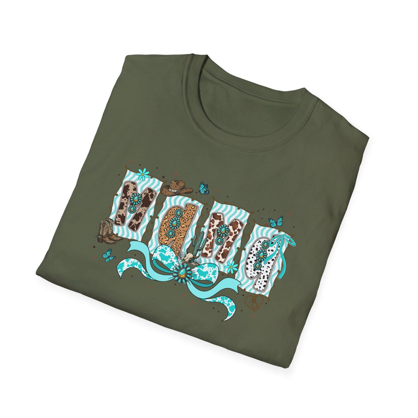 Western Mama T-Shirt — Cowboy Hat & Boots with Turquoise Accents
