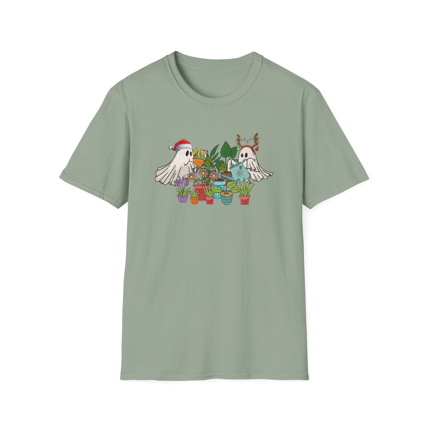 Succulent Ghost Christmas Unisex Heavy Cotton Tee, Merry Christ Tee, Ghost Christmas Tee, Succulent Christmas Tee, Plant Christmas Tee