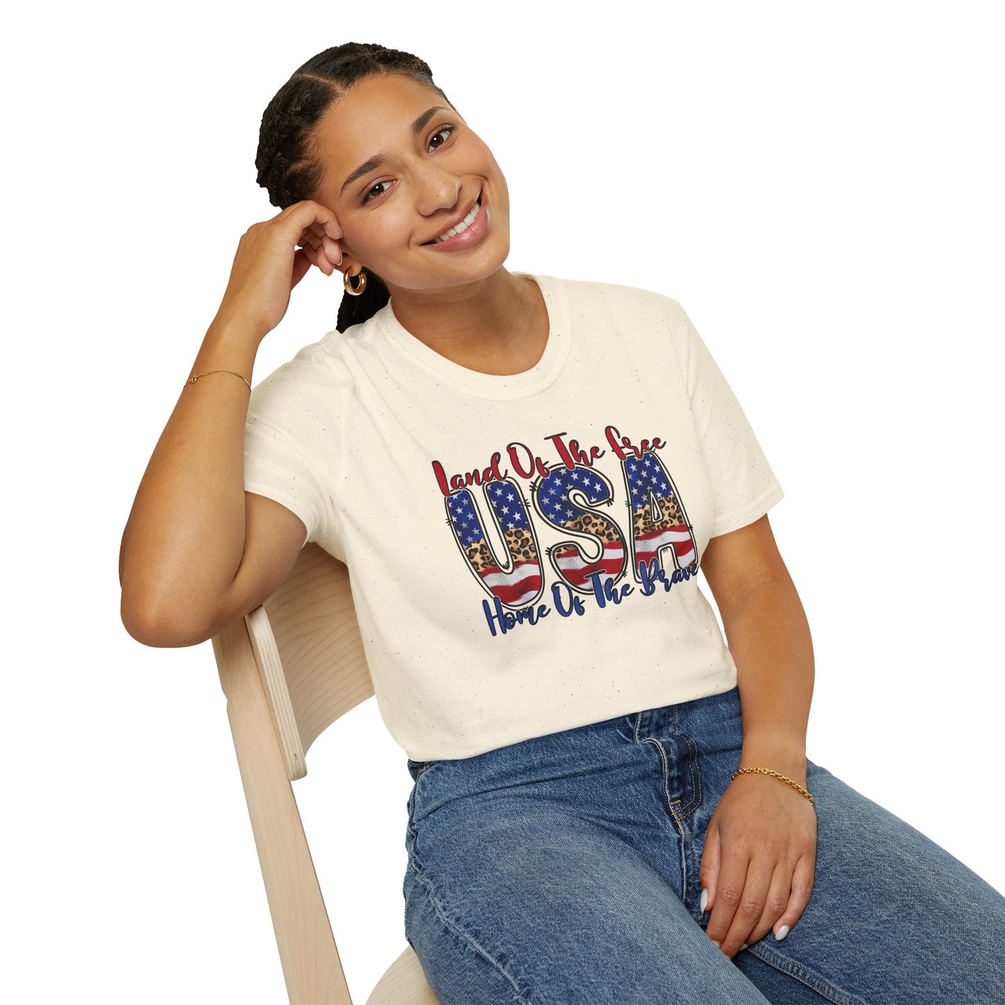 Land of the Free Because of the Brave T-Shirt — USA Flag Americana