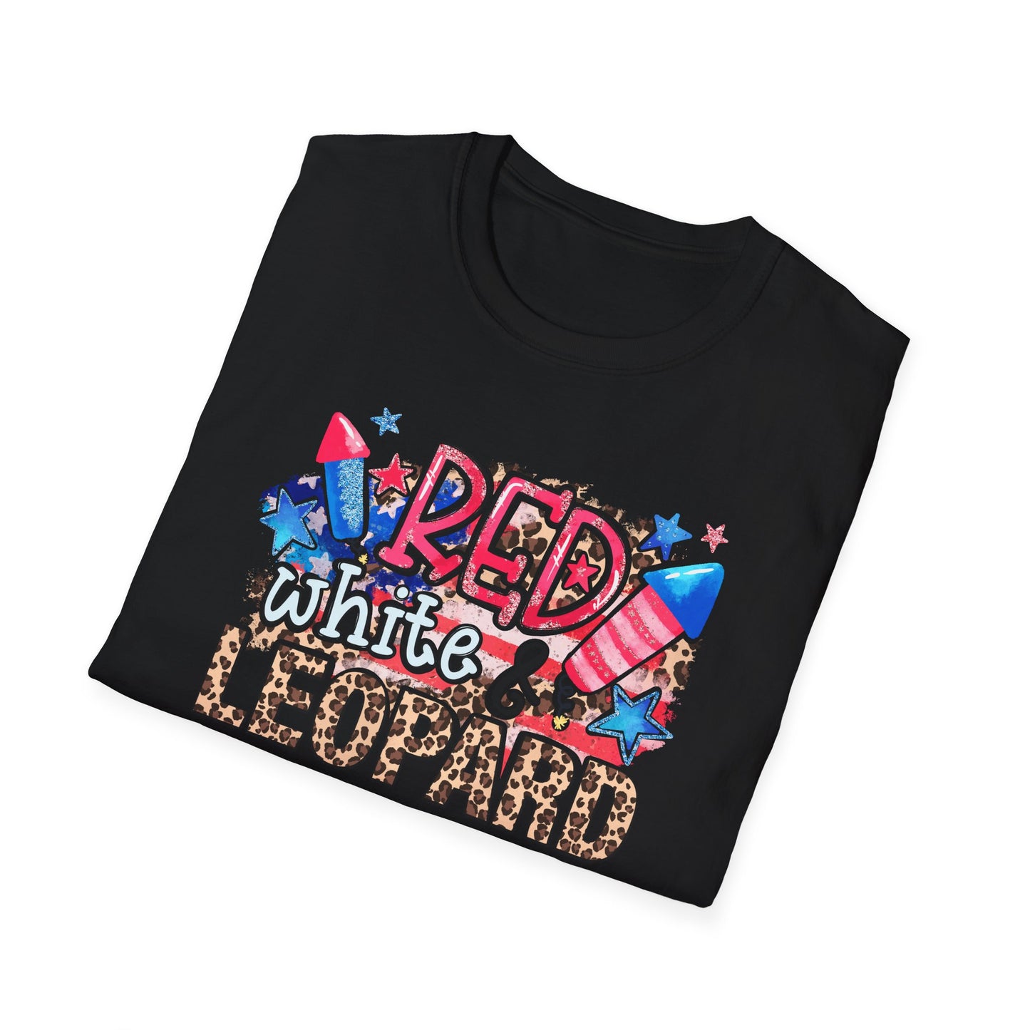 Fourth of July Americana Leopard Fireworks T-Shirt