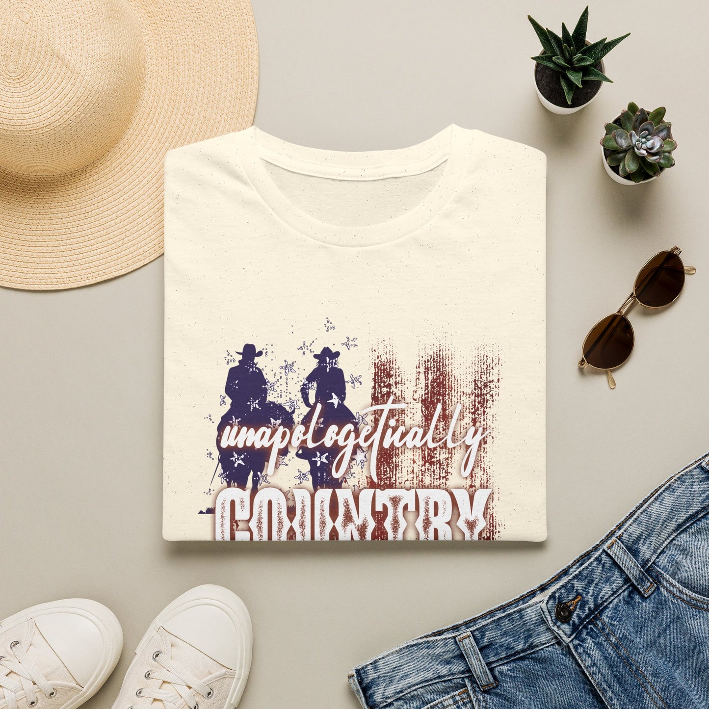 Unapologetically Country T-Shirt — Red White & Blue Americana Cowboy Flag Tee