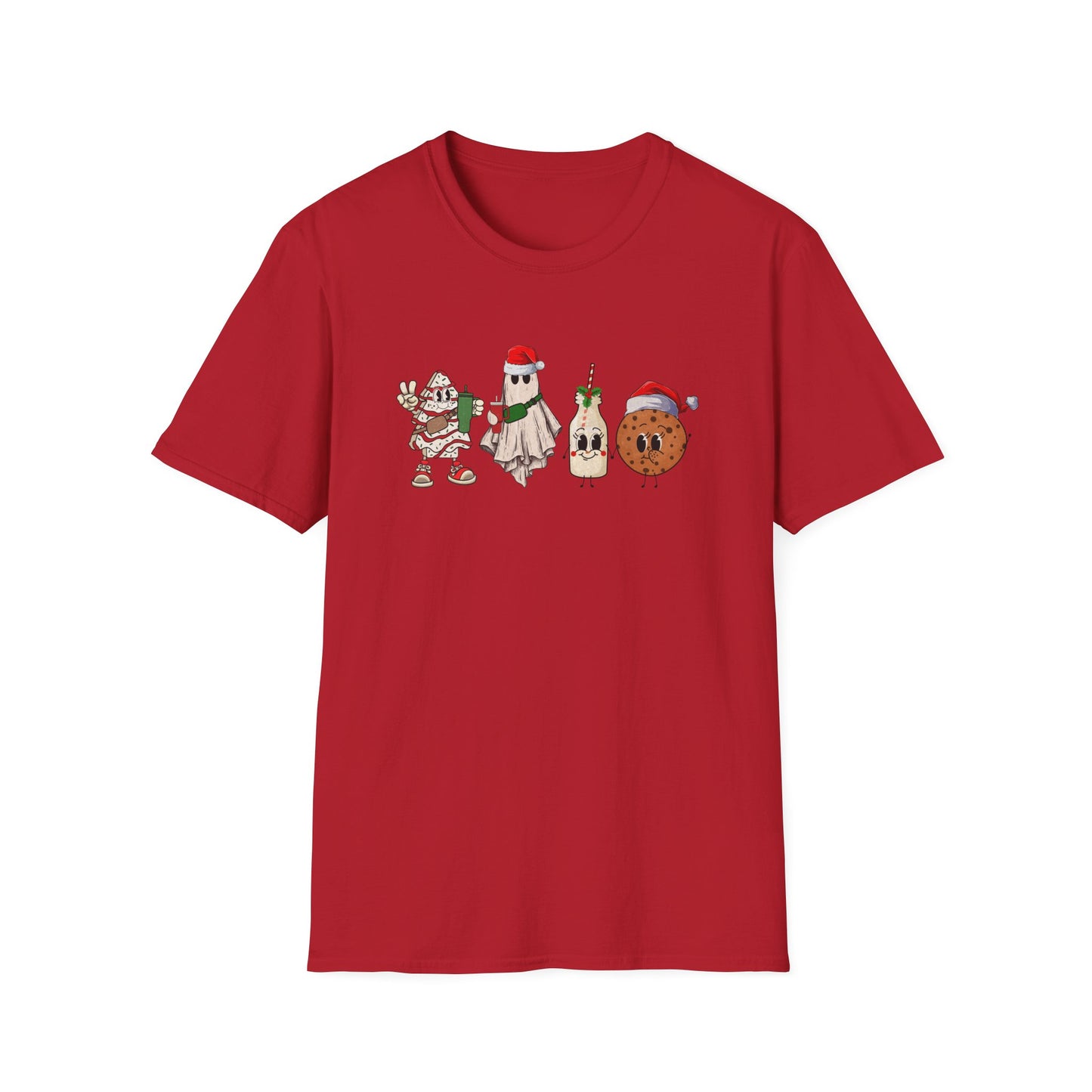 Milk and Cookies Christmas Unisex Heavy Cotton Tee, Christmas Tree Tee, Ghost Christmas Tee, Little Debbie's Christmas Tee