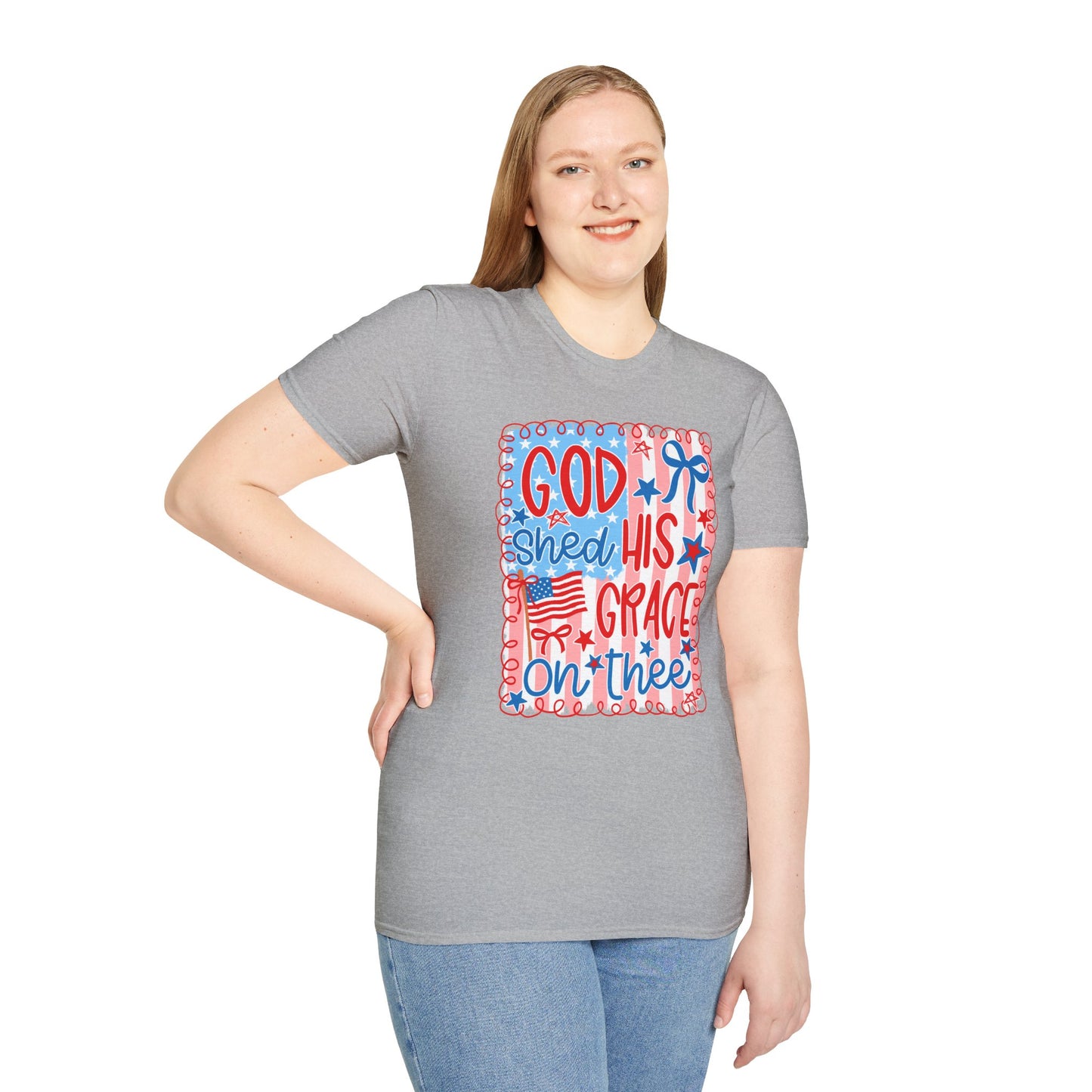 God Shed His Grace on the Red White and Blue T-Shirt | Americana Faith