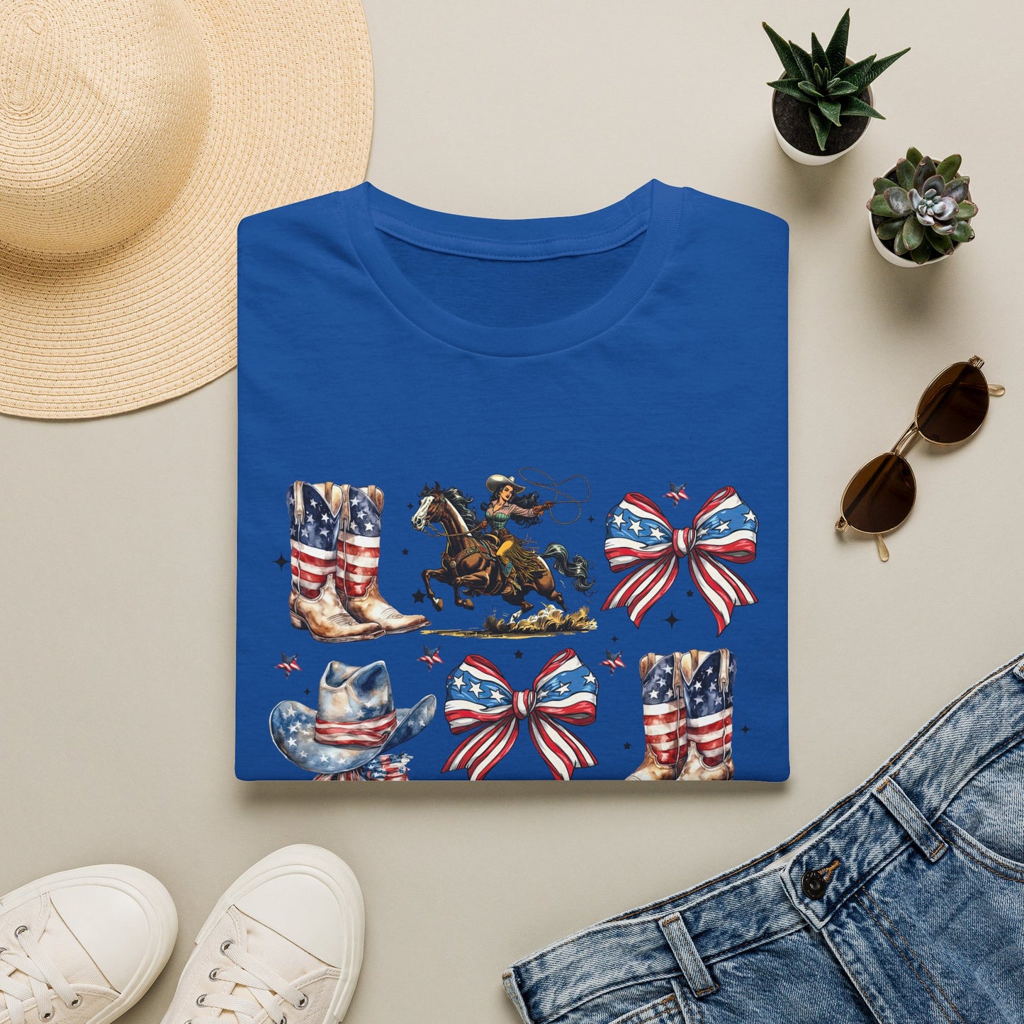 Make America Cowgirl Again T-Shirt — Americana Cowgirl Design with Horse, Boots & Cowboy Hat