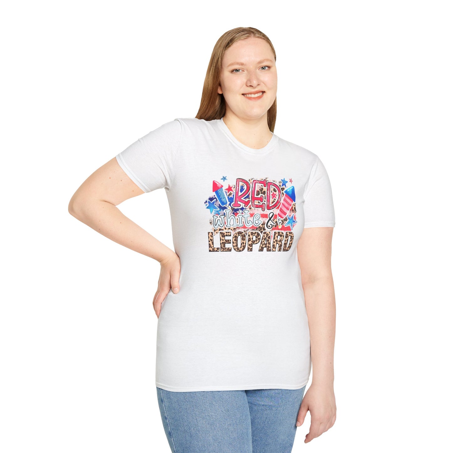 Fourth of July Americana Leopard Fireworks T-Shirt