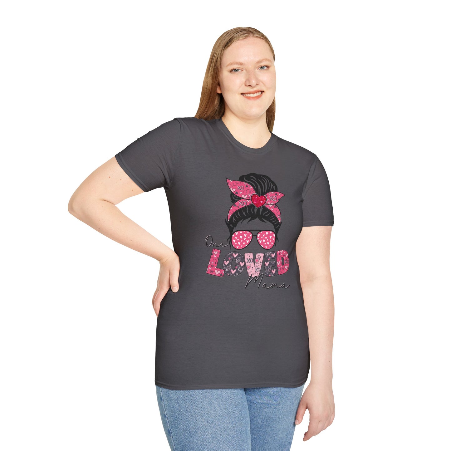 One Loved Mama Messy Bun T-Shirt | Mama Graphic Tee
