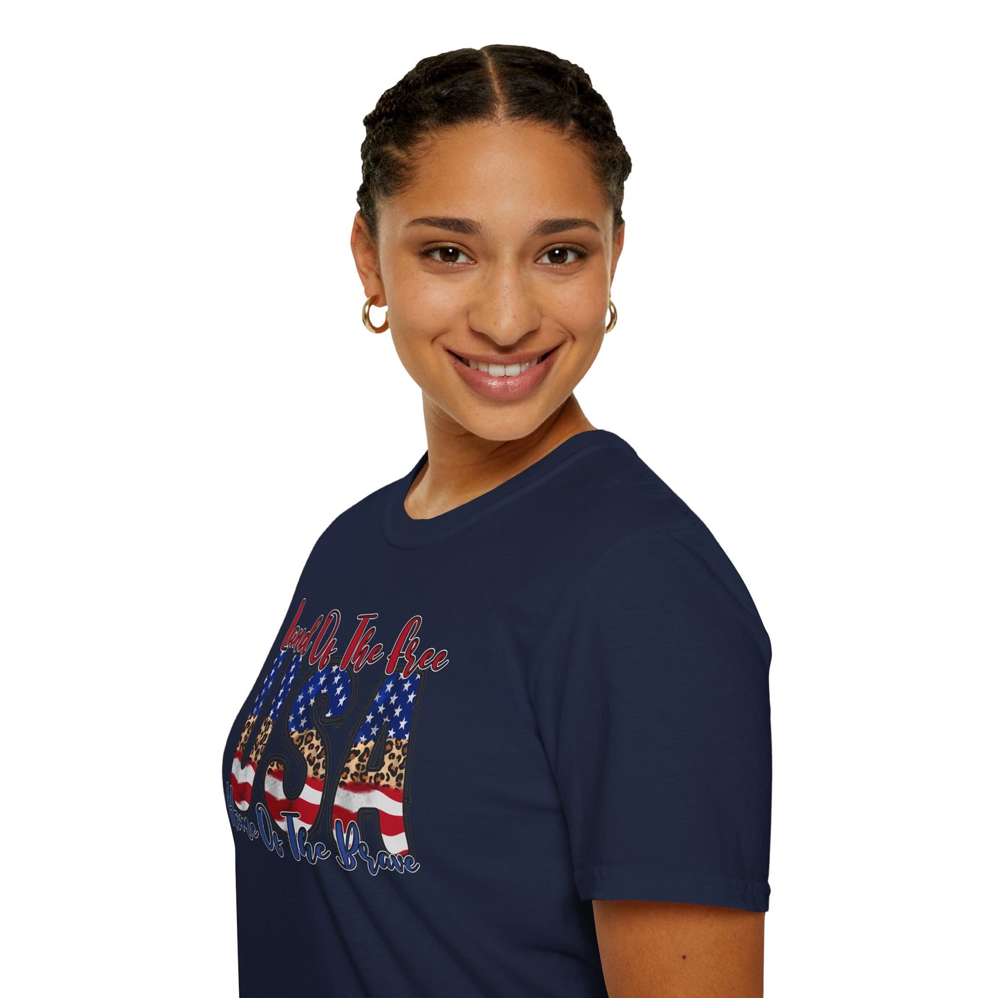 Land of the Free Because of the Brave T-Shirt — USA Flag Americana