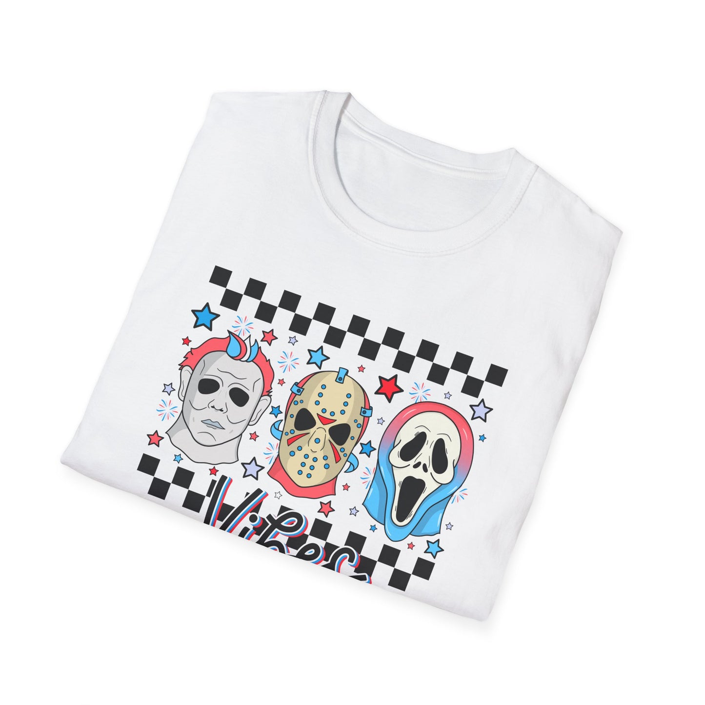 Horror Americana T-Shirt — Red, White & Blue Horror Characters