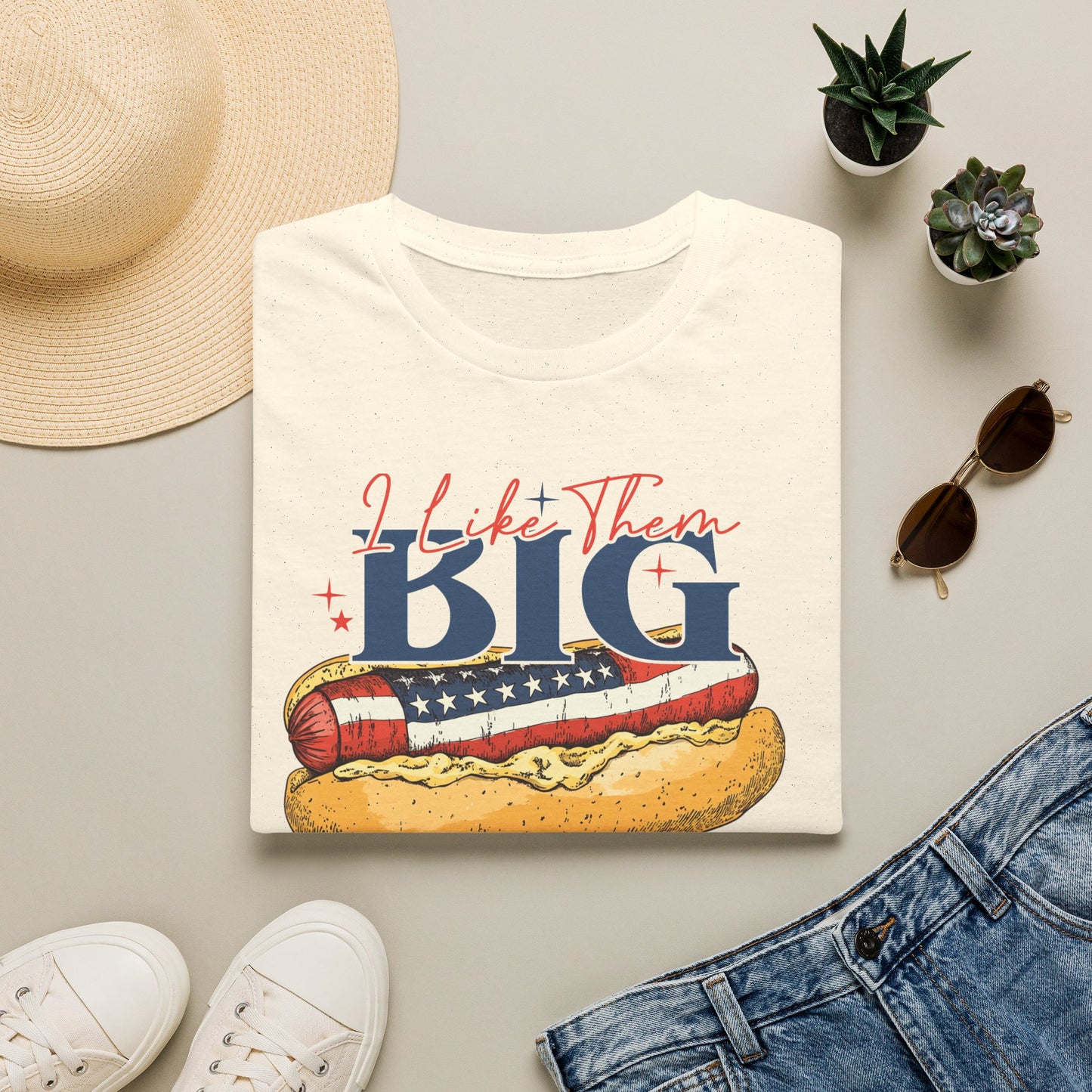 Americana Hot Dog T-Shirt — “I Like Them Big and Hard to Handle”
